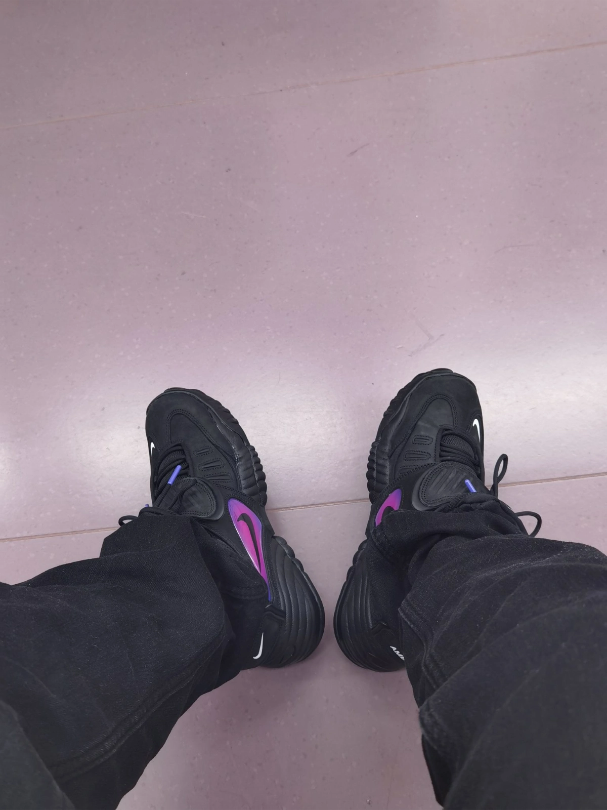 custom review-AMBUSH x Nike Air Adjust Force SP 'Черный' MID Топ Винтажные баскетбольные кроссовки Унисекс Черный Фиолетовый