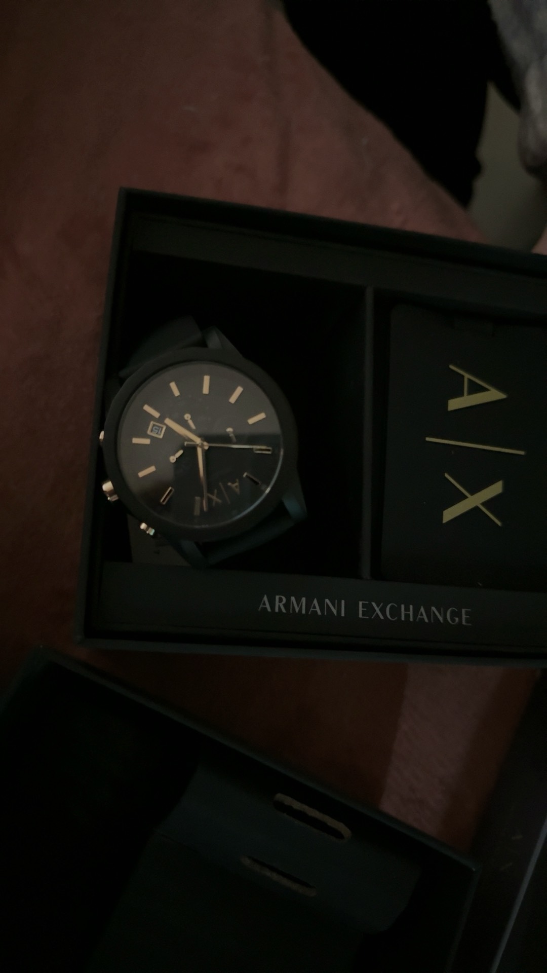 custom review-ARMANI EXCHANGEAE Часы Кварцевый механизм Силиконовый ремешок 45 мм Черный циферблат Мужские часы