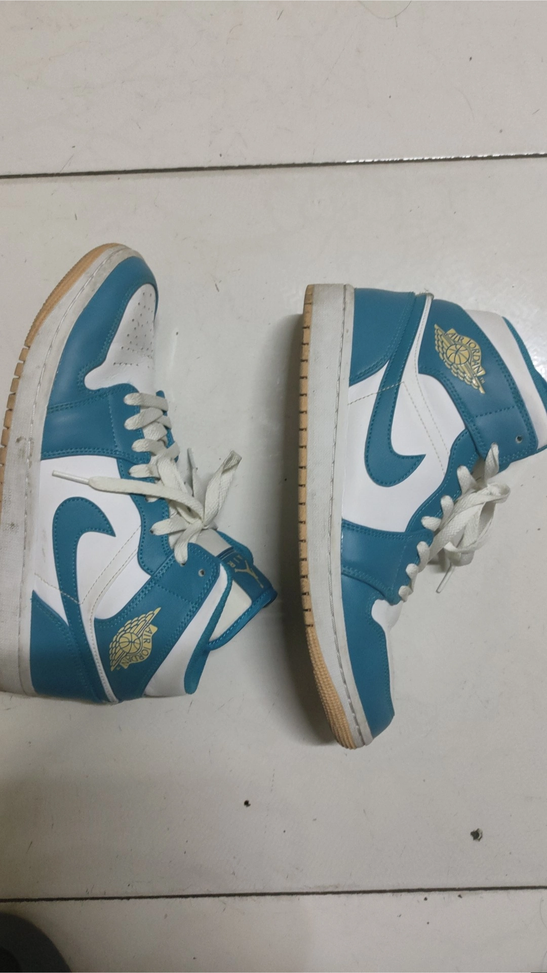 custom review-Jordan Air Jordan 1 MID Топ Винтажные баскетбольные кроссовки Мужской Синий Белый