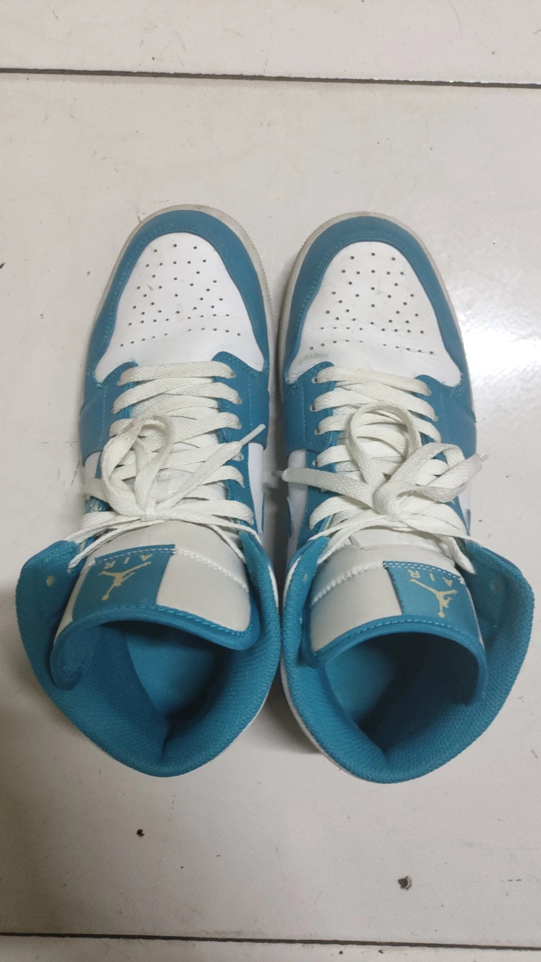 custom review-Jordan Air Jordan 1 MID Топ Винтажные баскетбольные кроссовки Мужской Синий Белый