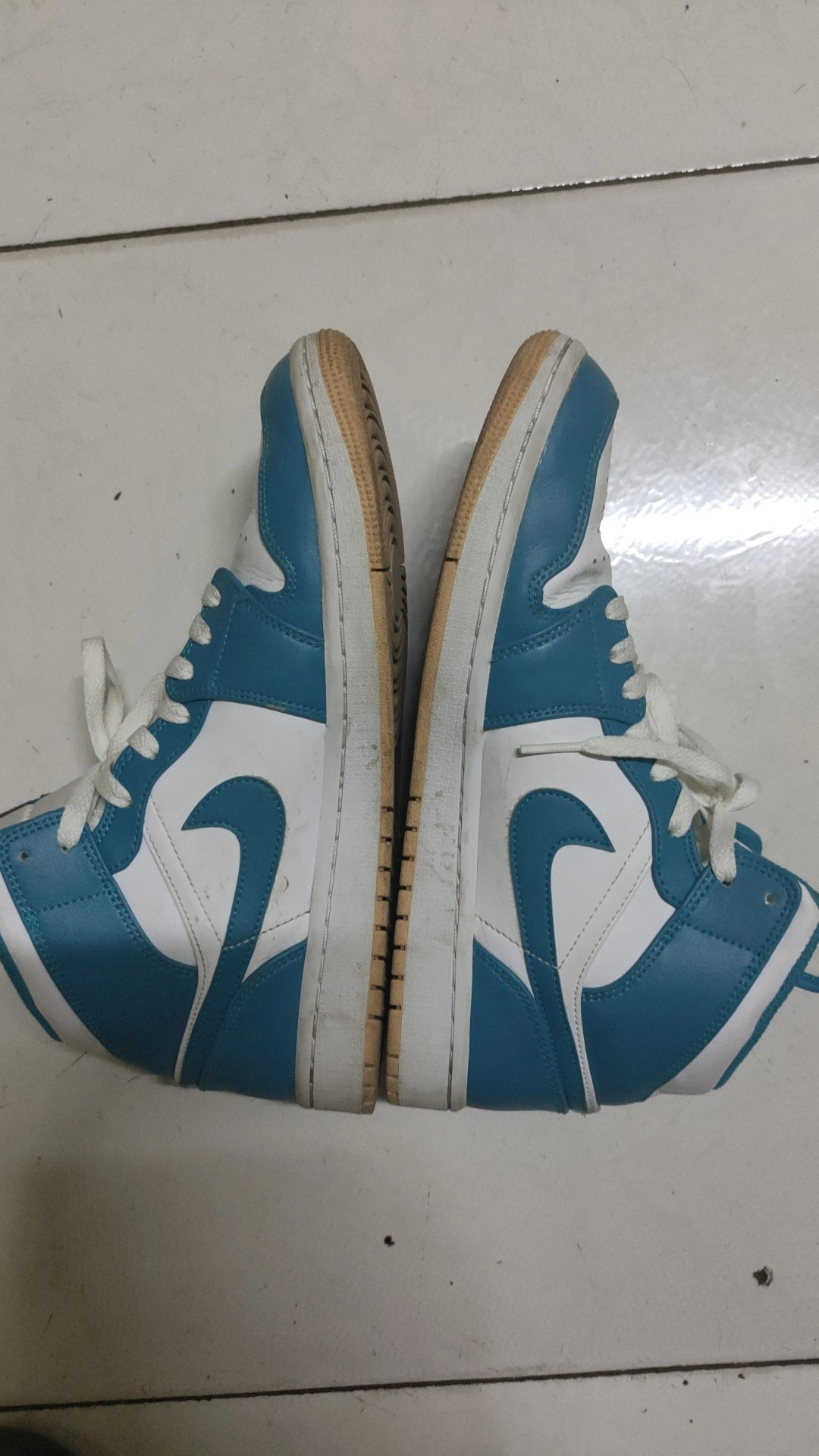 custom review-Jordan Air Jordan 1 MID Топ Винтажные баскетбольные кроссовки Мужской Синий Белый