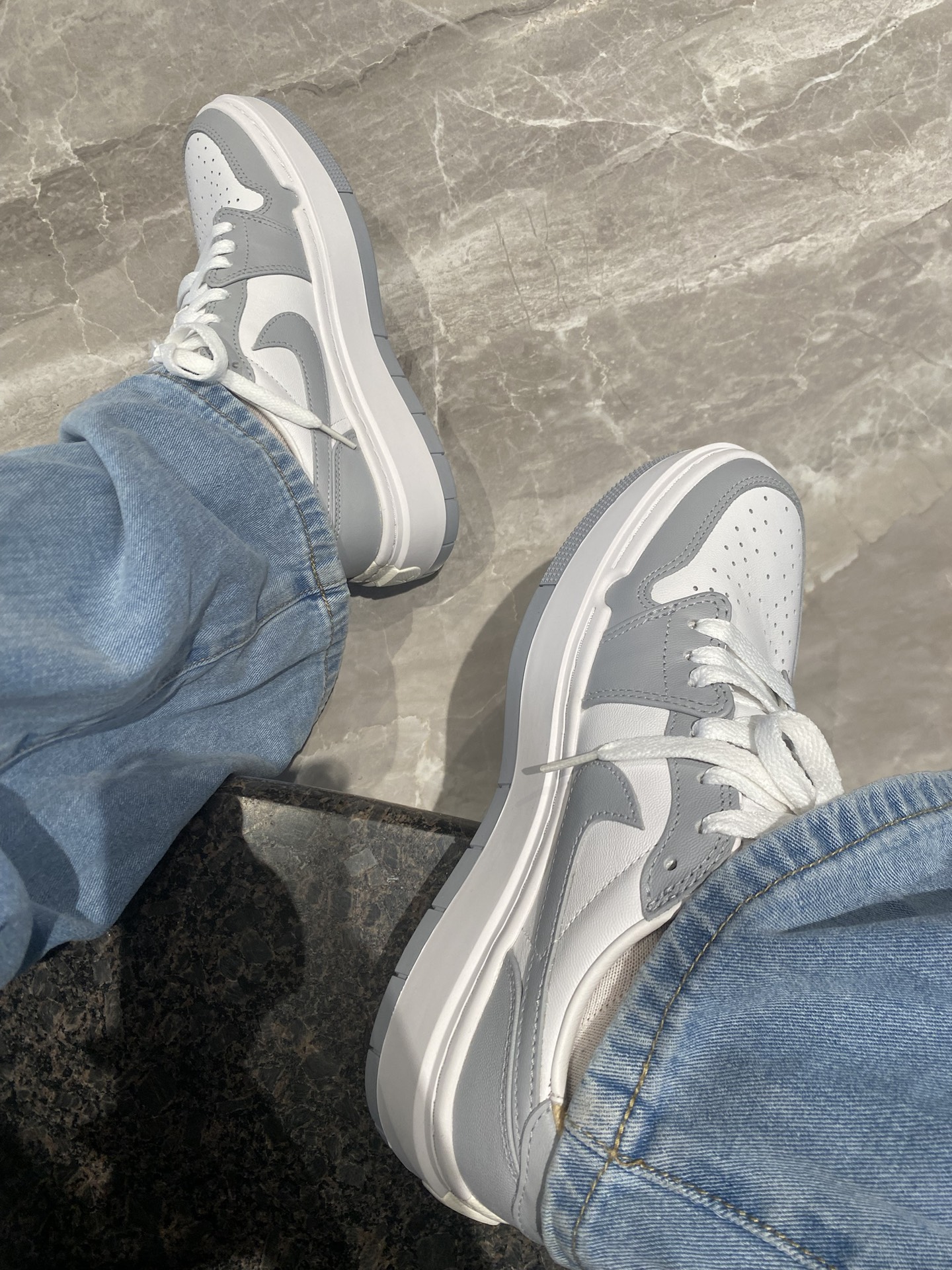 custom review-Jordan Air Jordan 1 ELEVATE Low SE 'Волк GREY' Low Топ Винтажные баскетбольные кроссовки Женские Серый белый