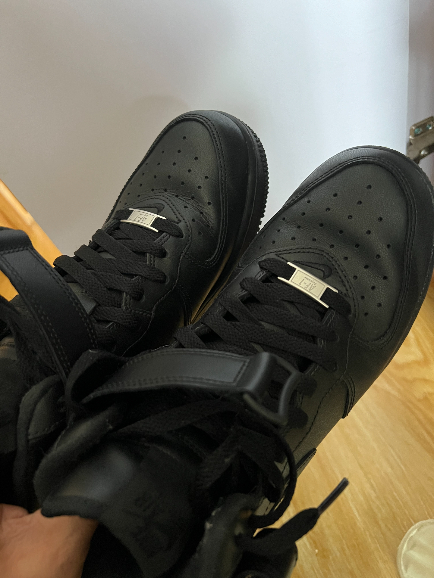 custom review-Supreme x Nike Air Force 1 Slip Resistant Abrasion Resistant MID Топ Скейтборд Кроссовки Унисекс Черный