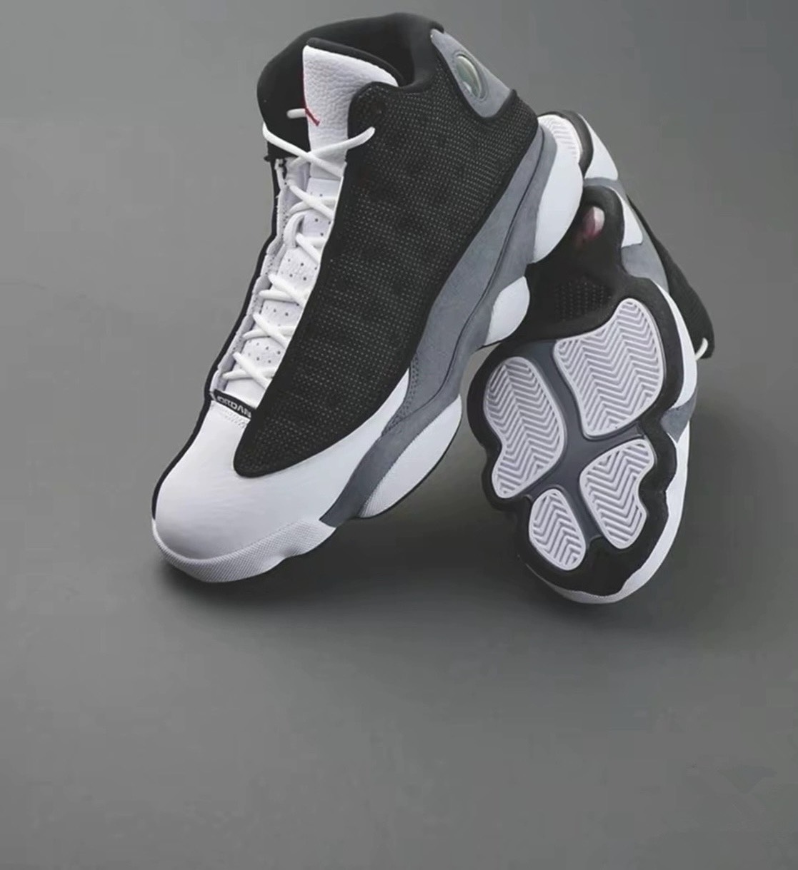 custom review-Jordan Air Jordan 13 Retro 'Черный Кремний' Черный Кремний MID Топ Винтажные баскетбольные кроссовки Мужской Черный Белый Серый