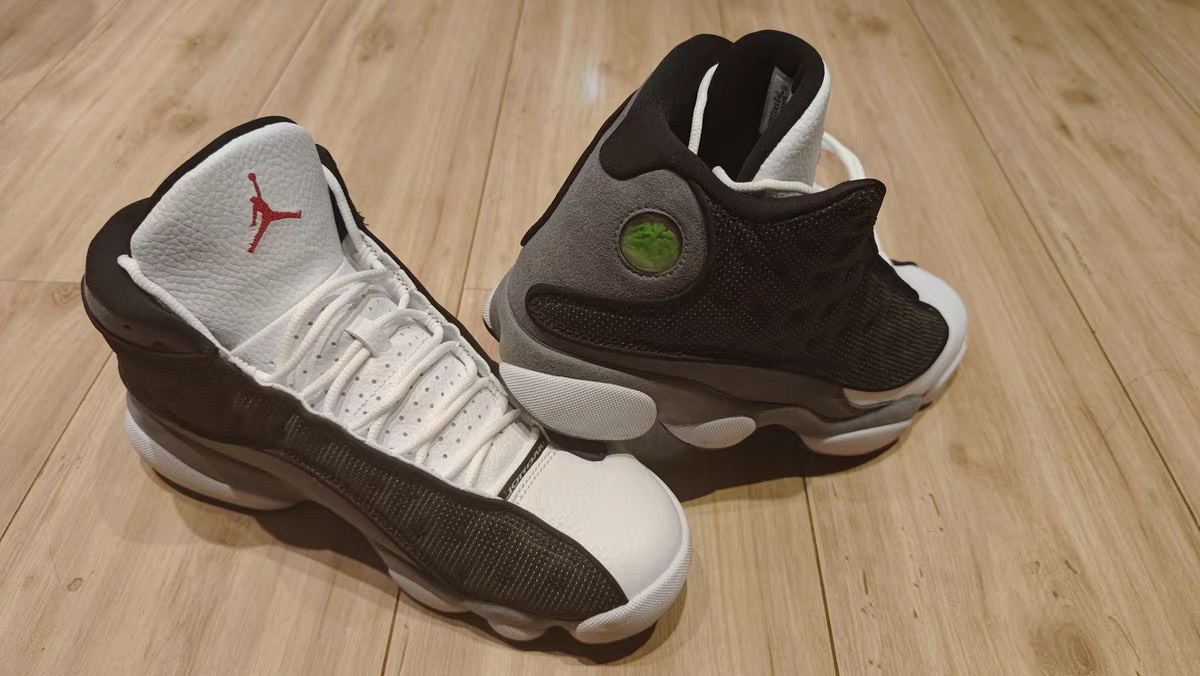 custom review-Jordan Air Jordan 13 Retro 'Черный Кремний' Черный Кремний MID Топ Винтажные баскетбольные кроссовки Мужской Черный Белый Серый