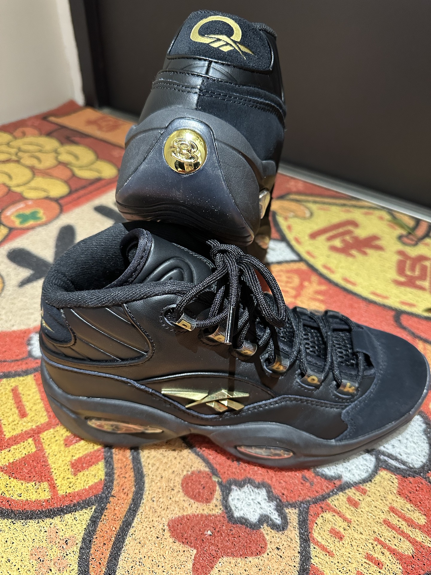 custom review-REEBOK Износостойкий MID Топ Винтажные Баскетбольные Кроссовки Унисекс Черный Золото
