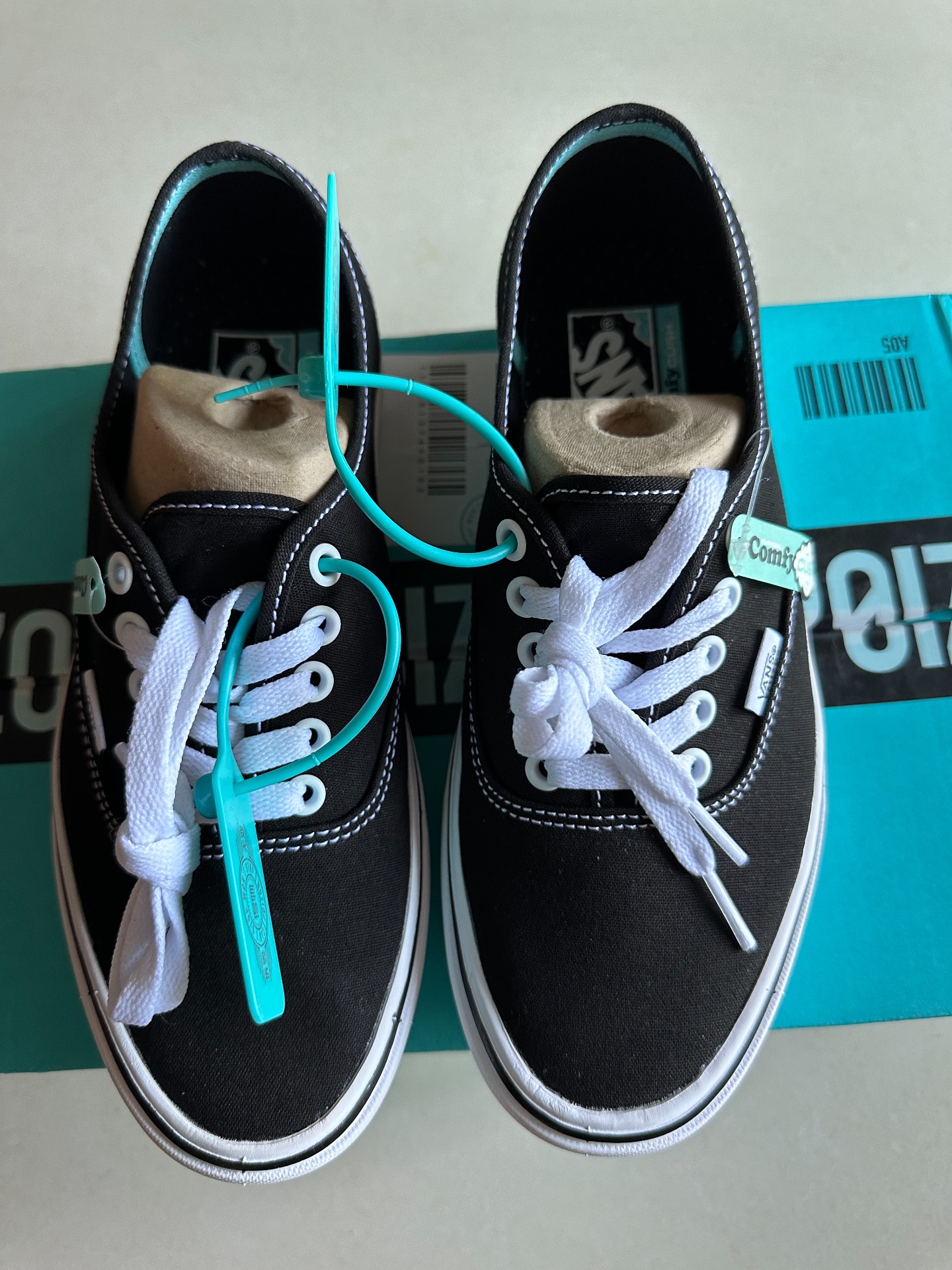 custom review-Vans Authentic Comfycush Устойчивые к истиранию Низкие Кеды Унисекс Черный Белый