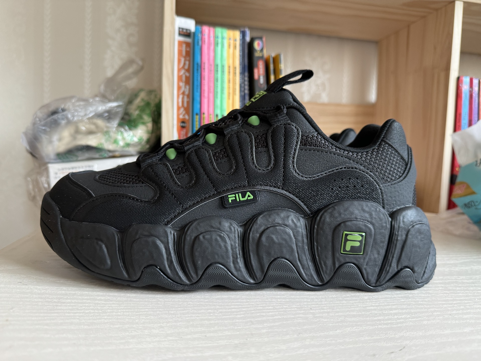 斐乐fila可颂面包鞋运动鞋男休闲鞋老爹鞋黑