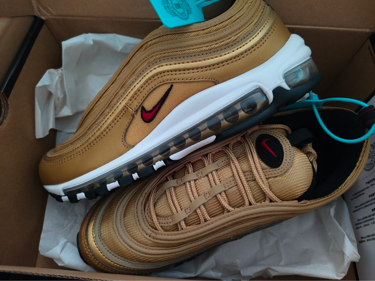 custom review-Nike Air Max 97 Low Топ Air Cushion Повседневные Беговые Кроссовки Мужские Золотой Выпуск 2023 года