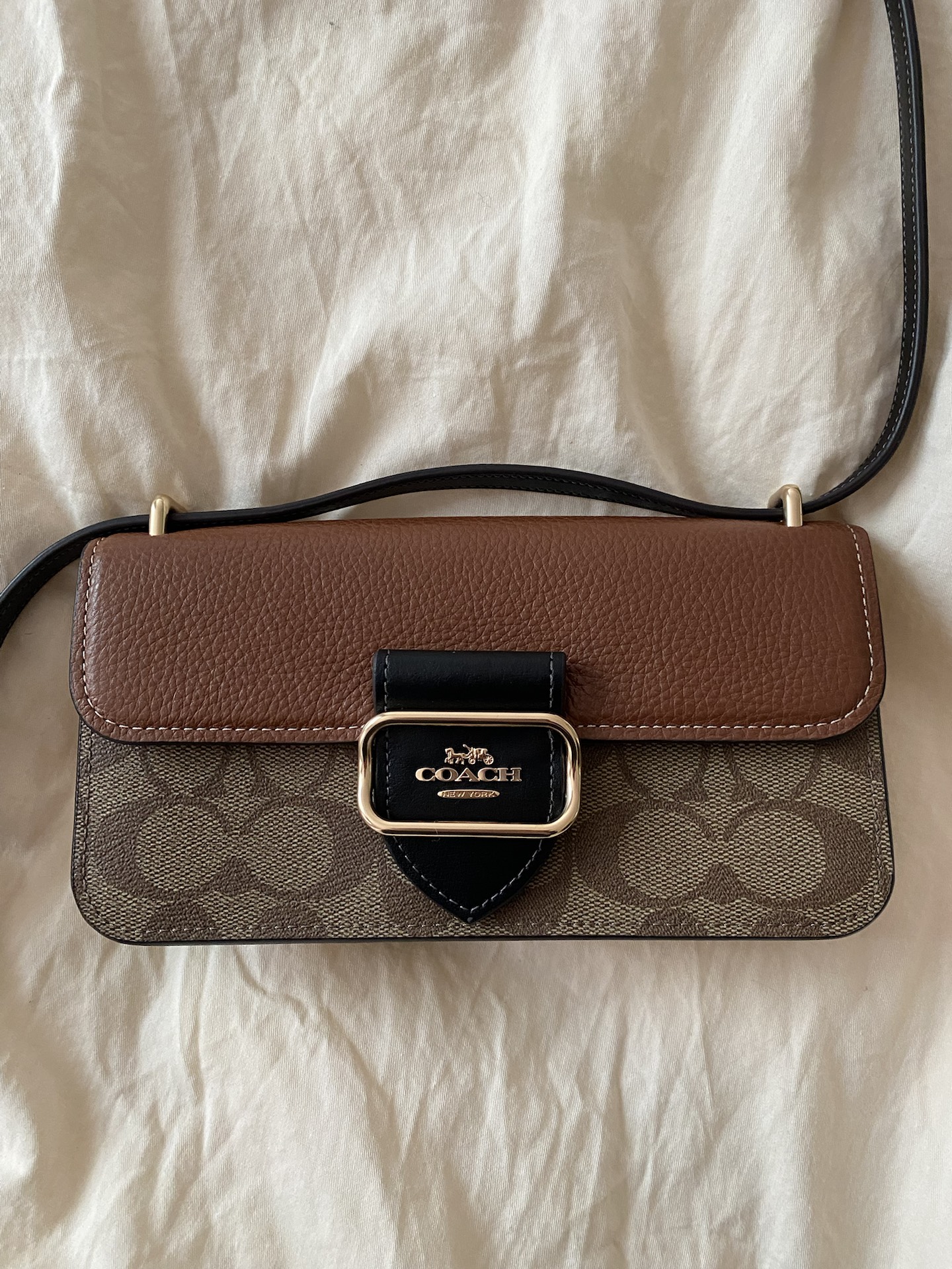 custom review-COACH Morgan Коровья кожа с искусственной кожей Сумка через плечо Маленькая Женская Хаки Красно-коричневый Черный