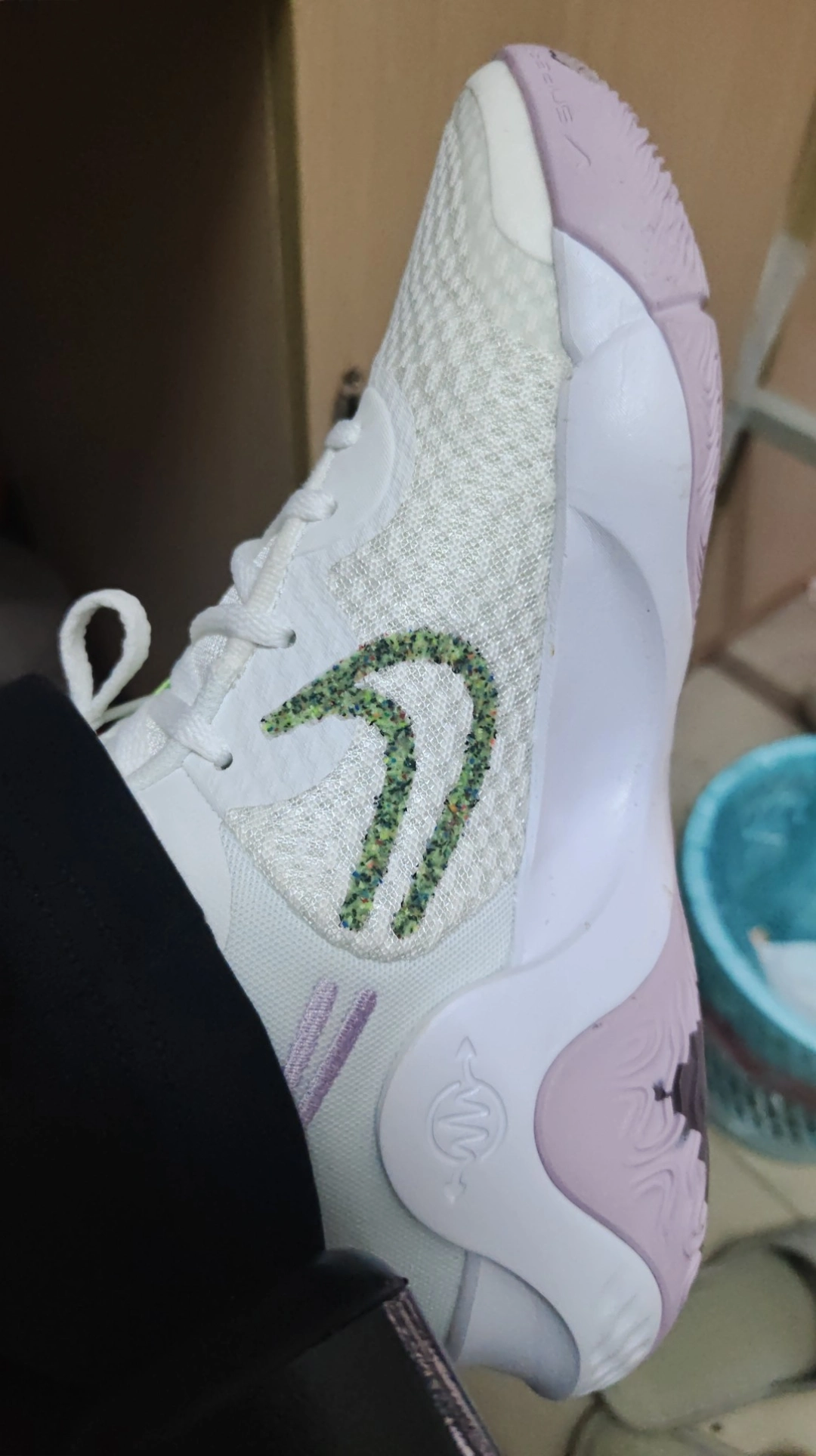 custom review-nike KD Trey 5 IX MID Топ Винтажные баскетбольные кроссовки Унисекс Белый фиолетовый Азиатская версия