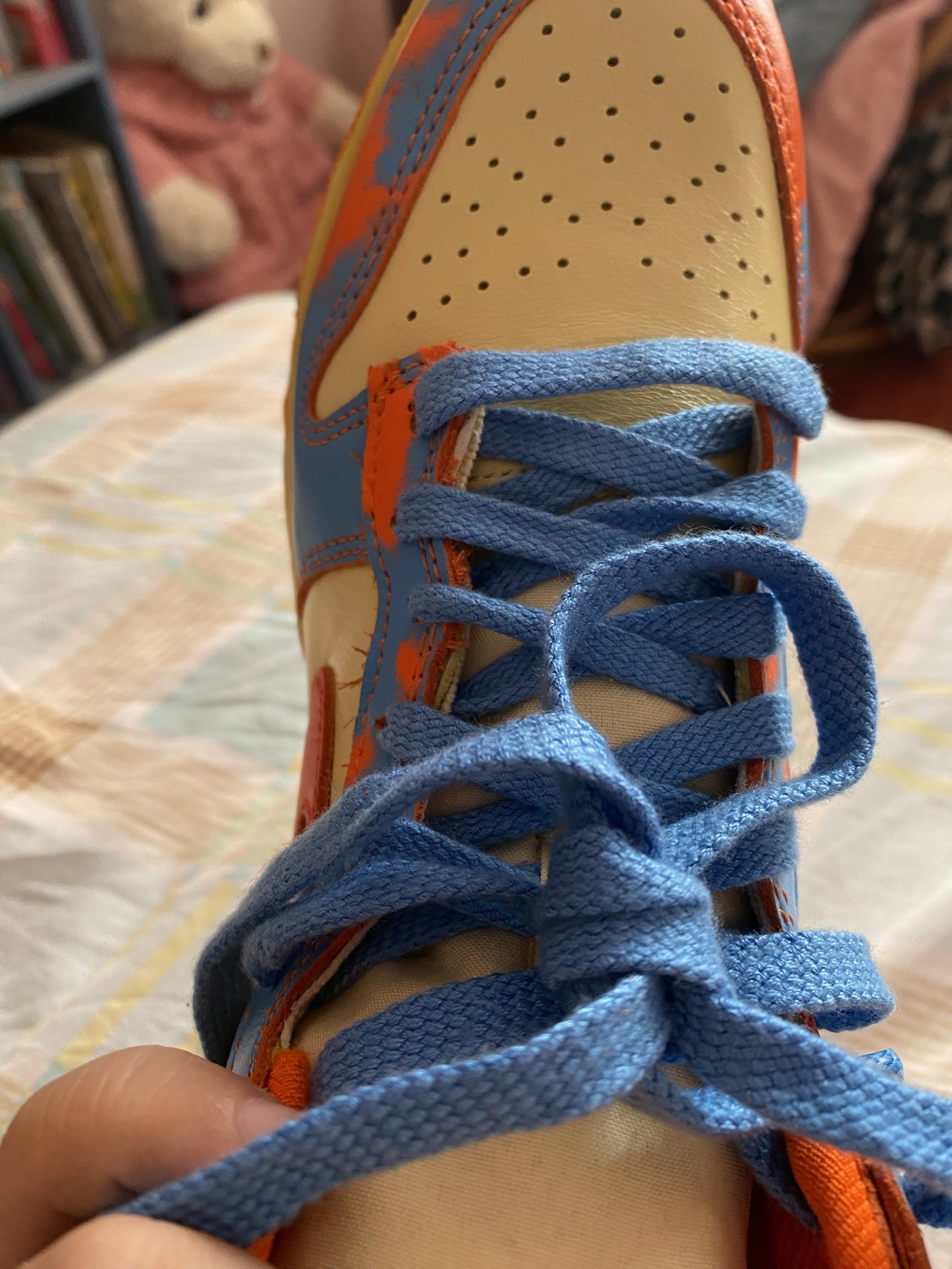 custom review-Nike Dunk High 1985 Высокие Кроссовки для скейтбординга Унисекс Синие Оранжевые ACID Wash