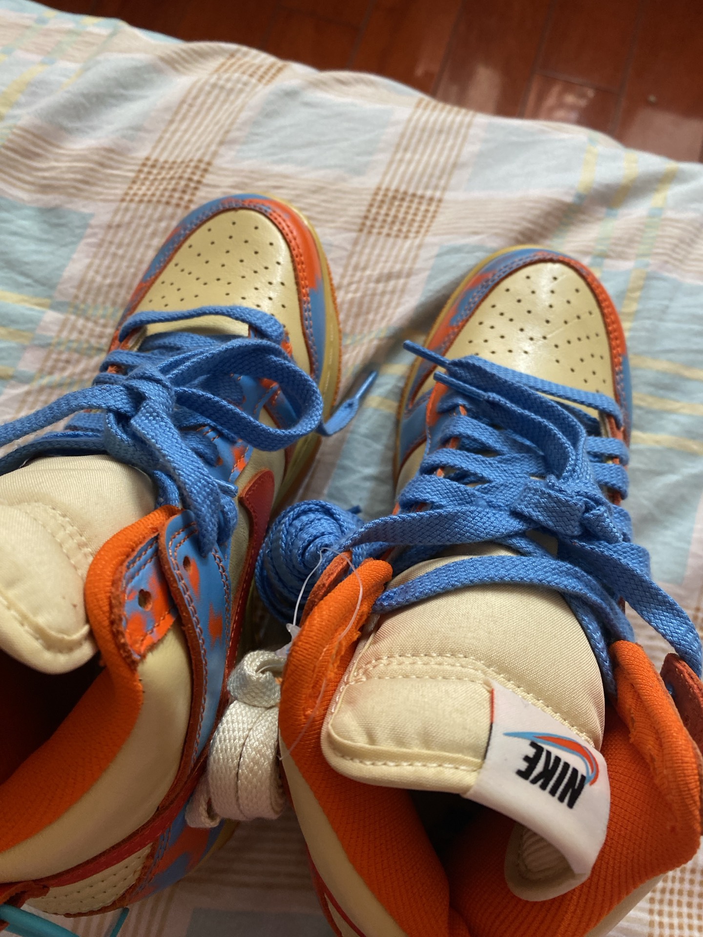 custom review-Nike Dunk High 1985 Высокие Кроссовки для скейтбординга Унисекс Синие Оранжевые ACID Wash