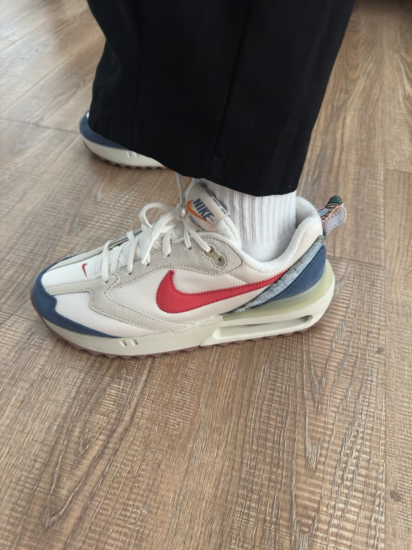 custom review-Nike Air Max Dawn Low Топ Casual Мужской Бежевый Красный Синий