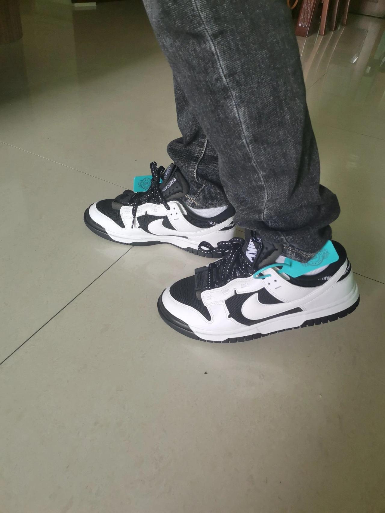 custom review-Nike Air Dunk Jumbo Remastered 'Реверс Панда' Низкие Скейтборд Кроссовки Мужские Черные Белые