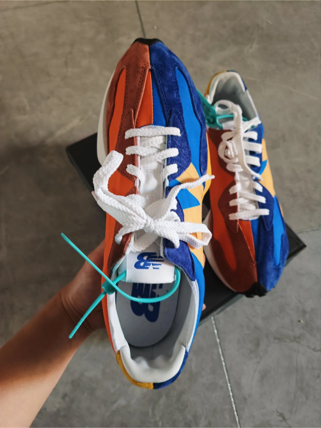 custom review-New Balance NB 327 Low Топ Повседневный Городской Коммутер Беговые кроссовки Унисекс Синий Оранжевый