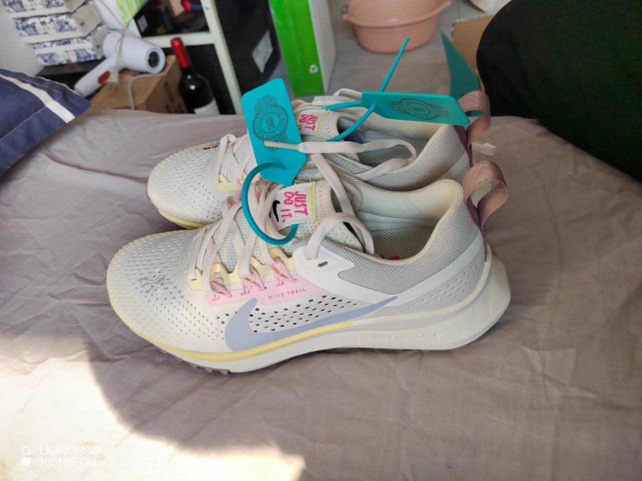 custom review-Nike Pegasus Trail 4 Low Top Trail Беговые кроссовки Женские Бежево-желтый Серо-розовый