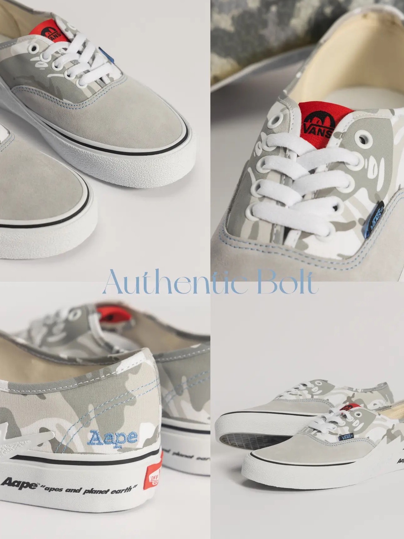 custom review-Aape x VANS Аутентичные Little Lightning Устойчивые к истиранию Низкие Кроссовки для скейтбординга Унисекс