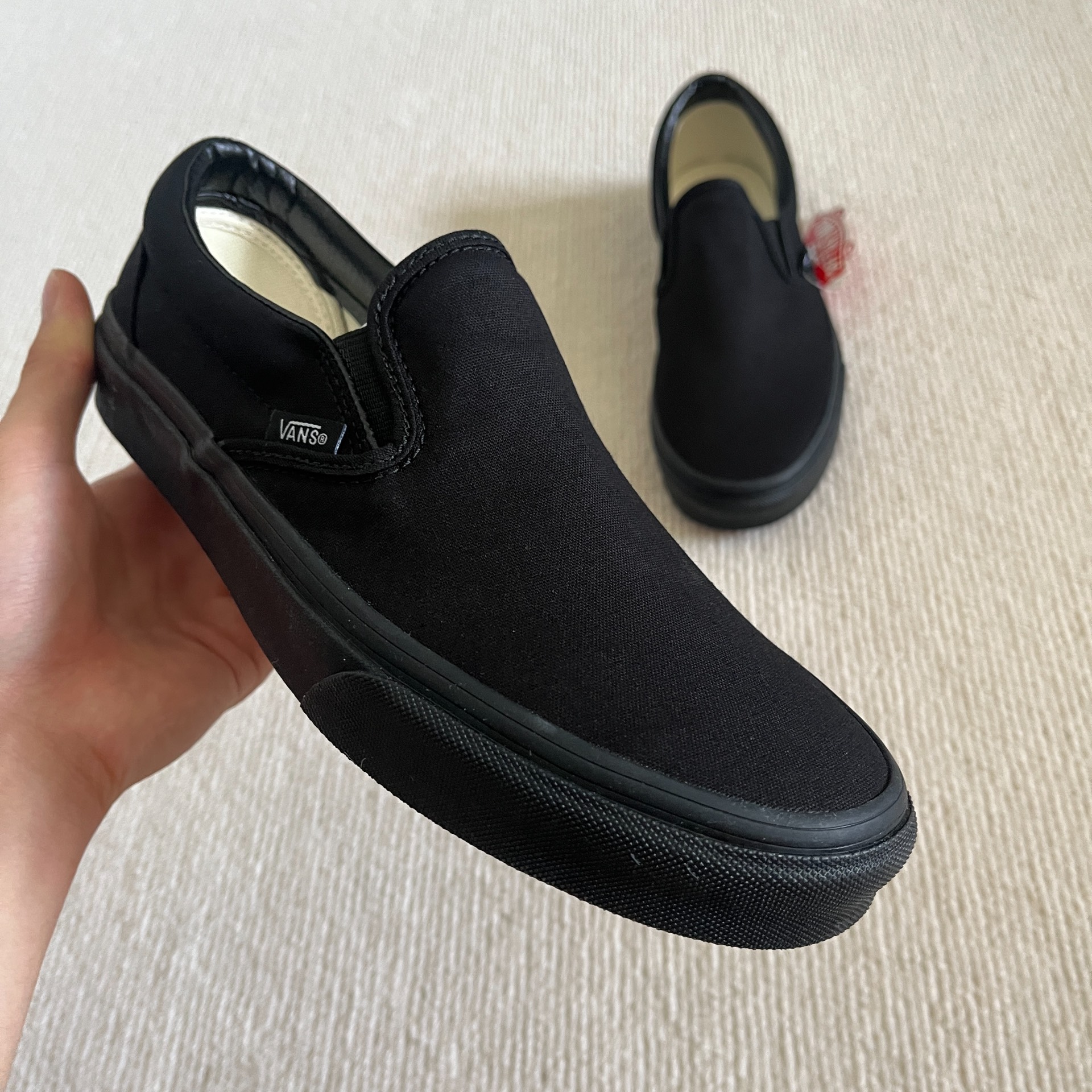 custom review-Vans Slip On Цвет холста Low Топ Скейтборд Обувь Унисекс Черный