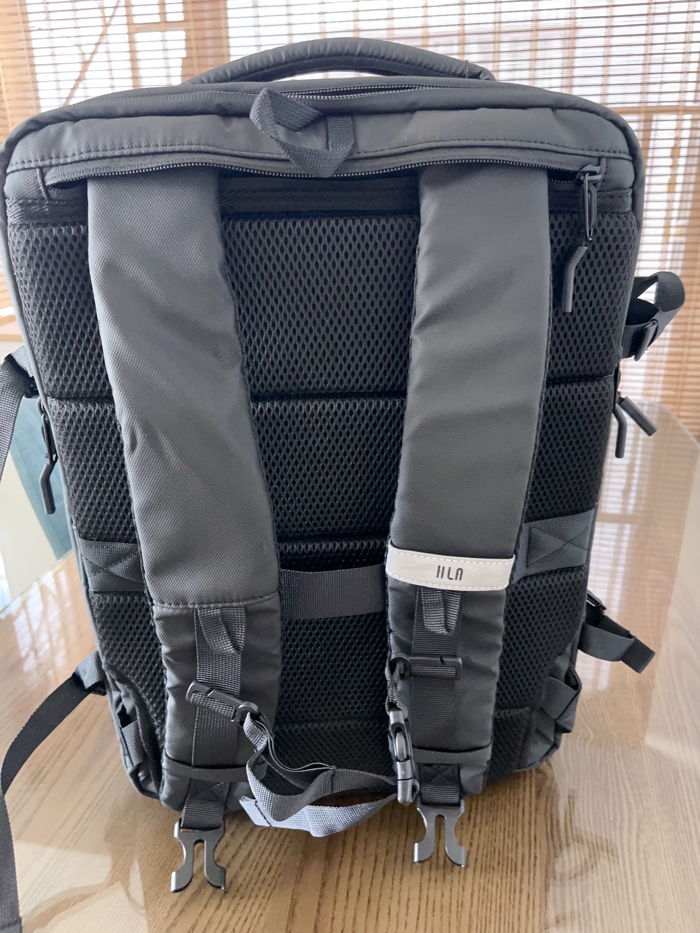 custom review-HLA Кожа Мембрана Дорожная Сумка Дорожная Сумка Рюкзак Большой Мужской Черный Серый