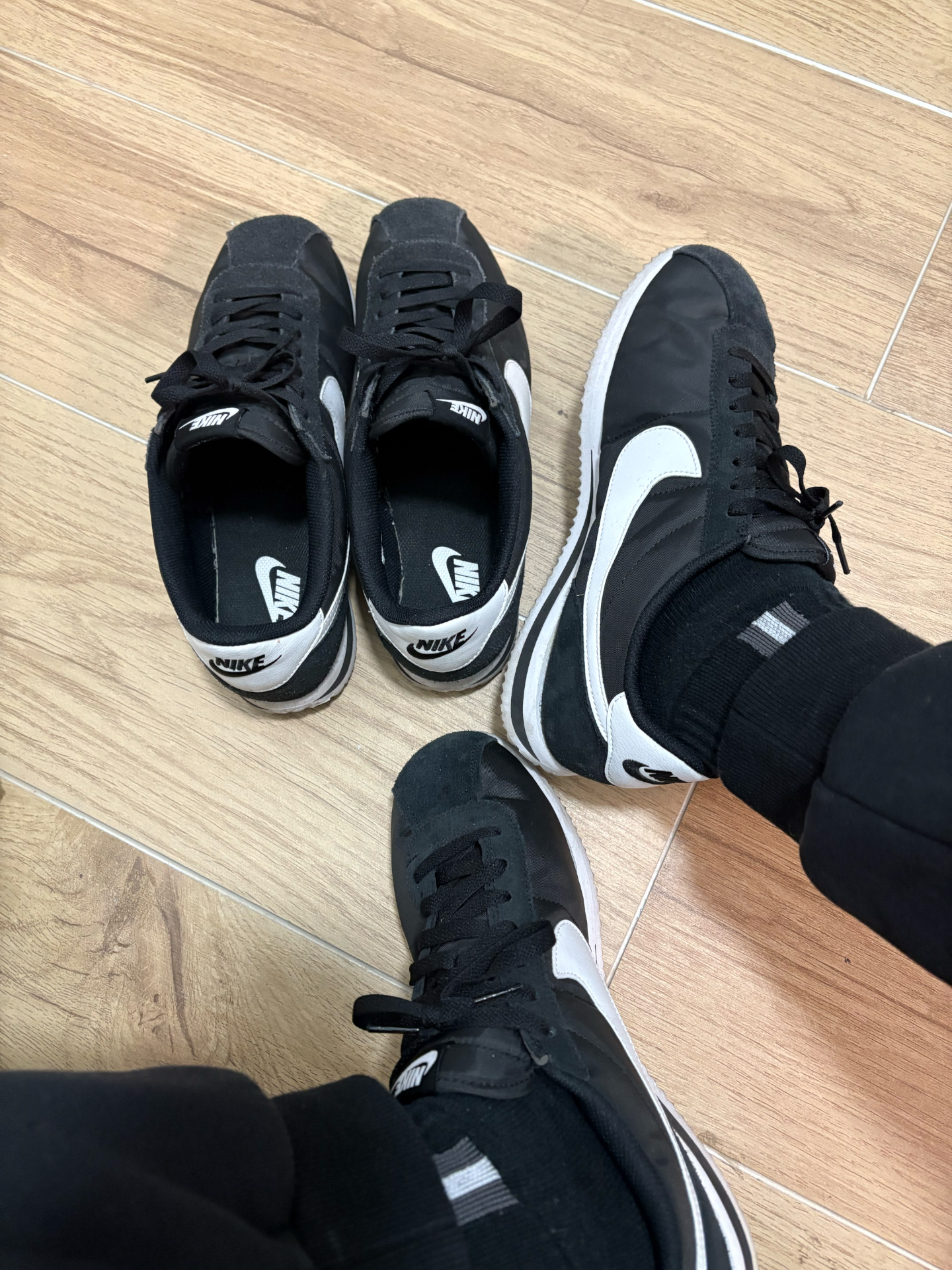 custom review-Nike Cortez Textile Устойчивый к истиранию Низкий Топ Повседневная Городская Коммутерская Беговая Обувь Мужская Черно-белая