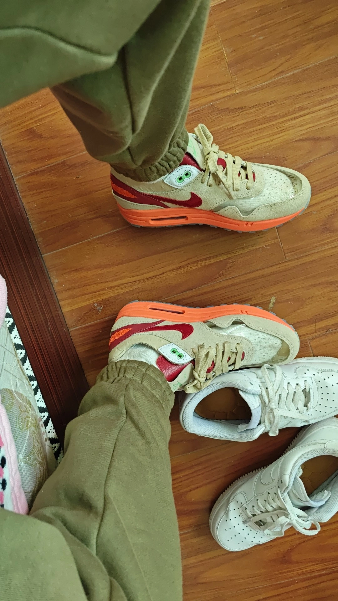 custom review-CLOT x Nike Air Max 1 Устойчивый к истиранию Низкий Топ Повседневные Беговые кроссовки Унисекс Коричневый Красный