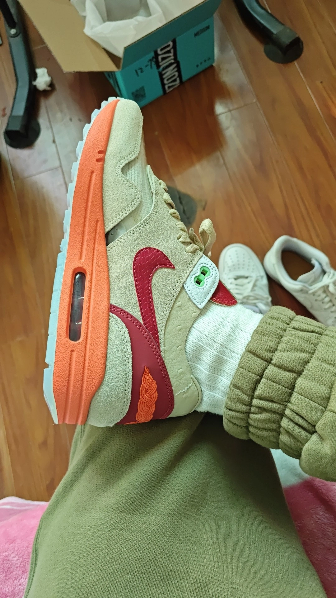 custom review-CLOT x Nike Air Max 1 Устойчивый к истиранию Низкий Топ Повседневные Беговые кроссовки Унисекс Коричневый Красный