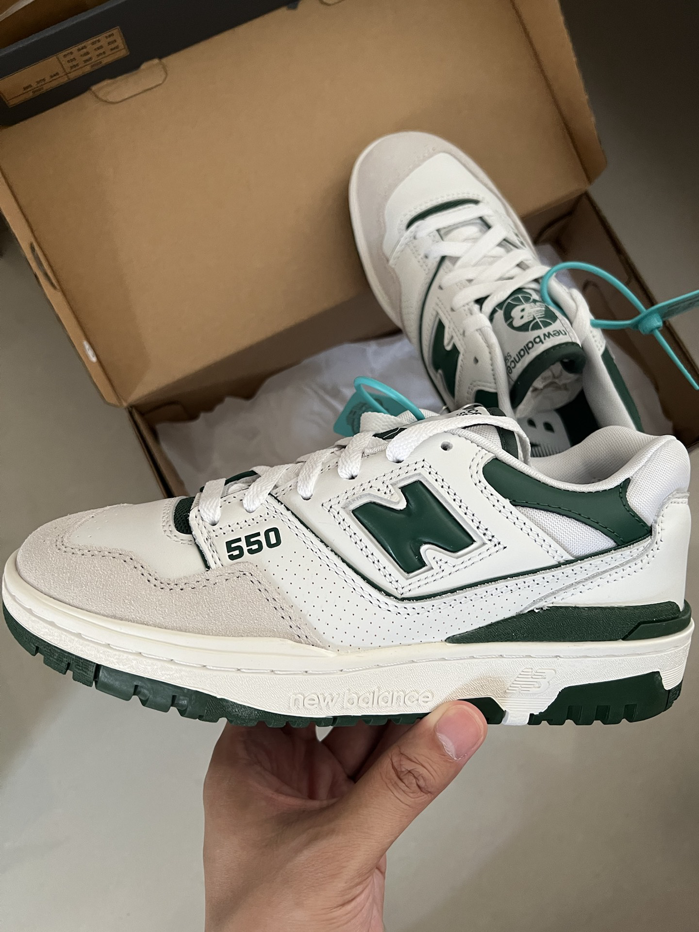 custom review-New Balance NB 550 Премиум Пачка Амортизация Износостойкий Низкий Топ Винтажные Баскетбольные Кроссовки Унисекс Зеленый