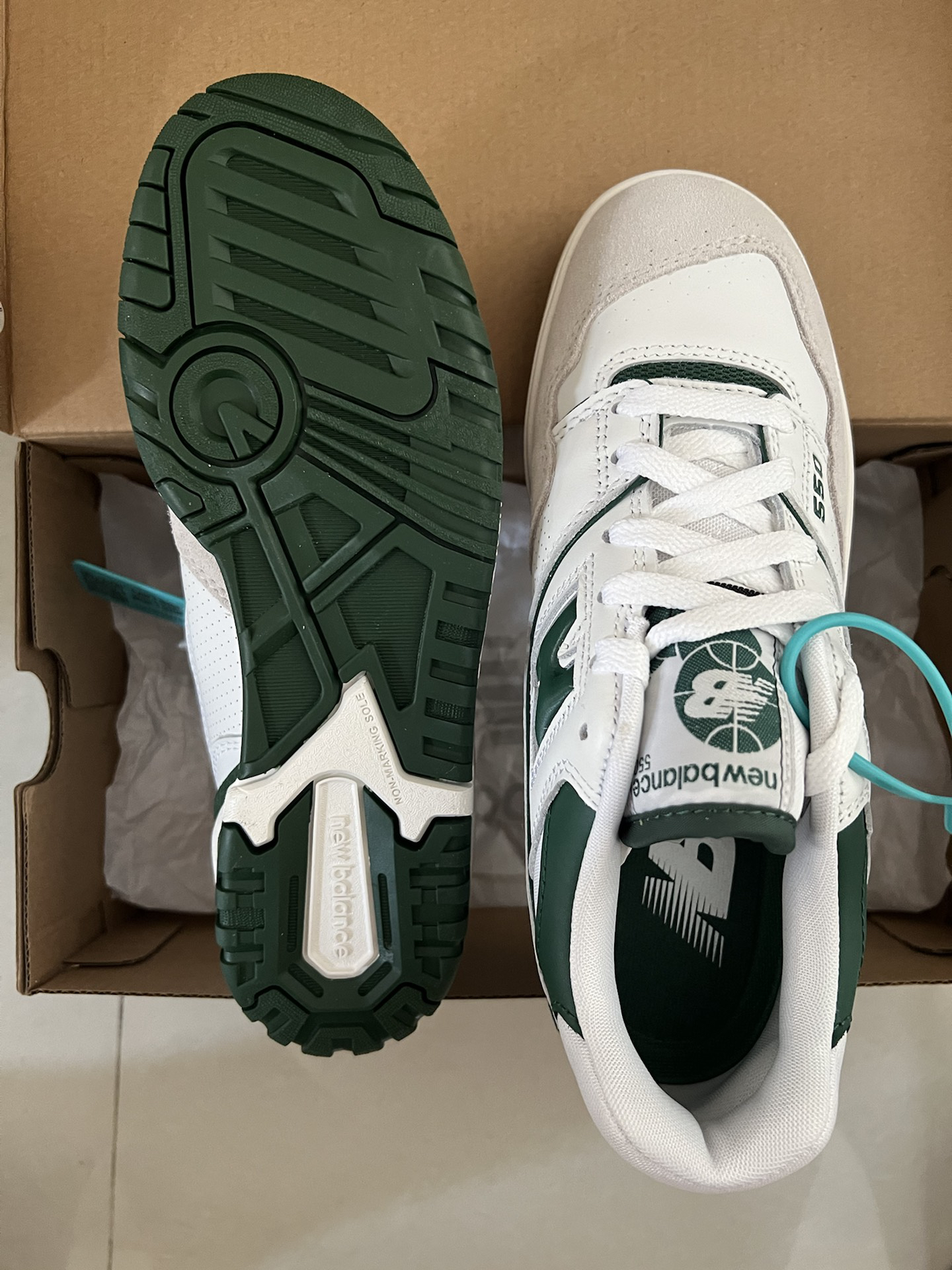 custom review-New Balance NB 550 Премиум Пачка Амортизация Износостойкий Низкий Топ Винтажные Баскетбольные Кроссовки Унисекс Зеленый