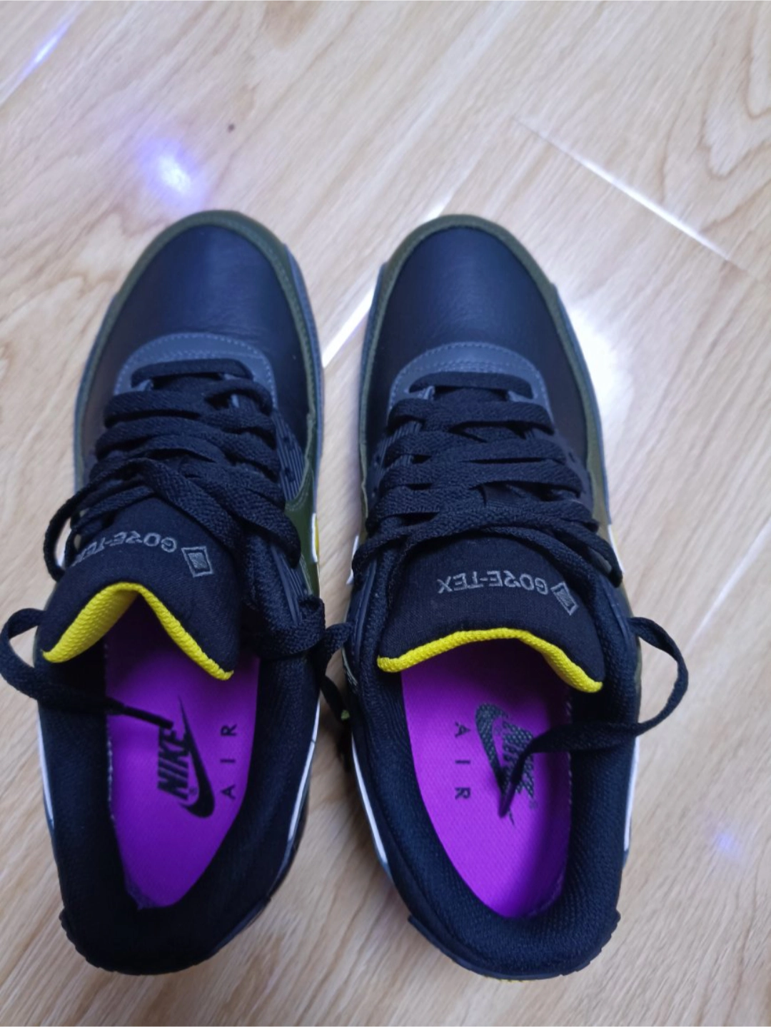 custom review-Nike Air Max 90 Устойчивый к истиранию Водонепроницаемый и Дышащий Низкий Топ Повседневные Беговые Кроссовки Мужские Черные Желтые