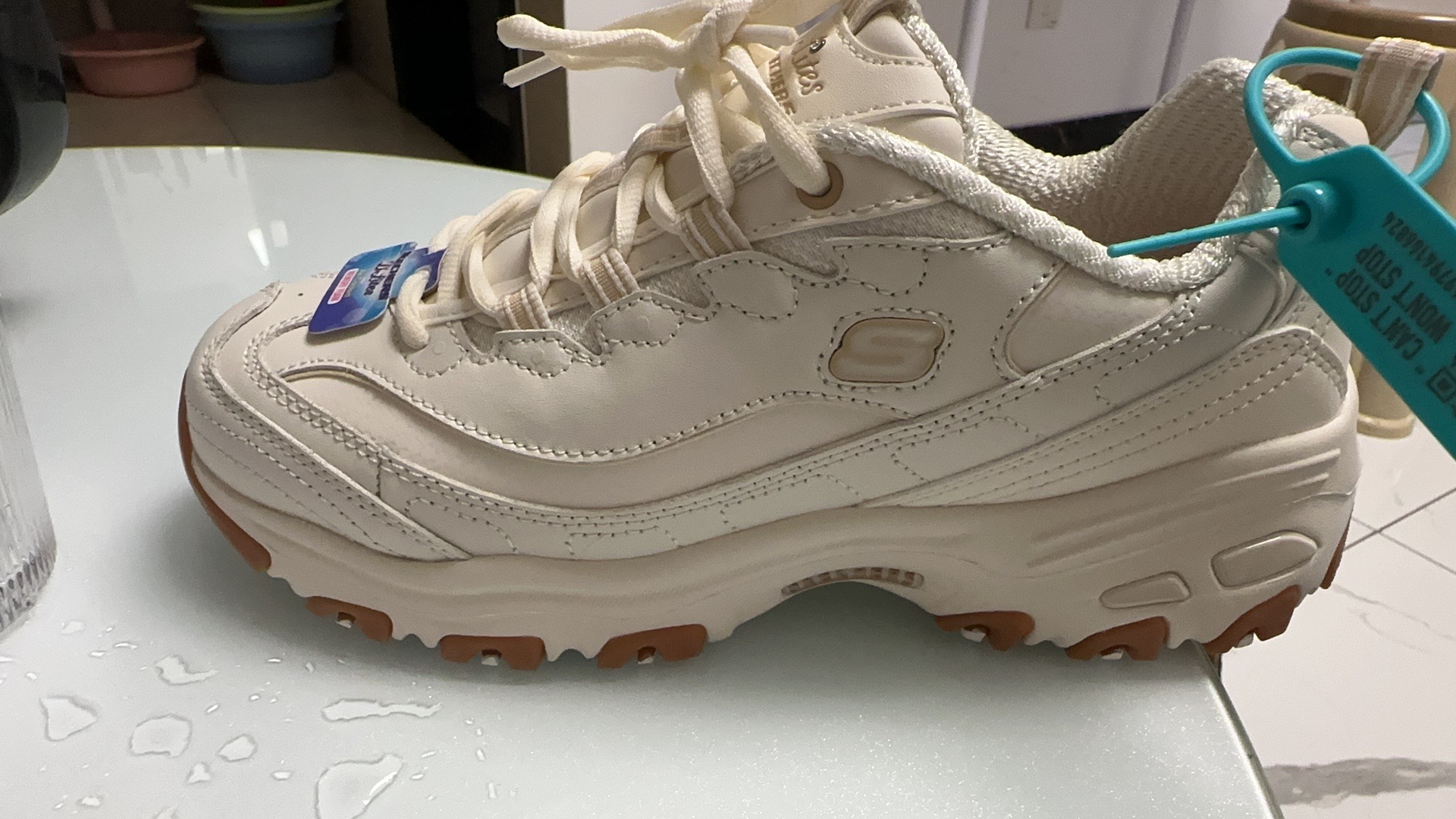 custom review-Skechers DLITES Высота Увеличивающие Легкие Низкие Топ Кроссовки Женские Бежевые