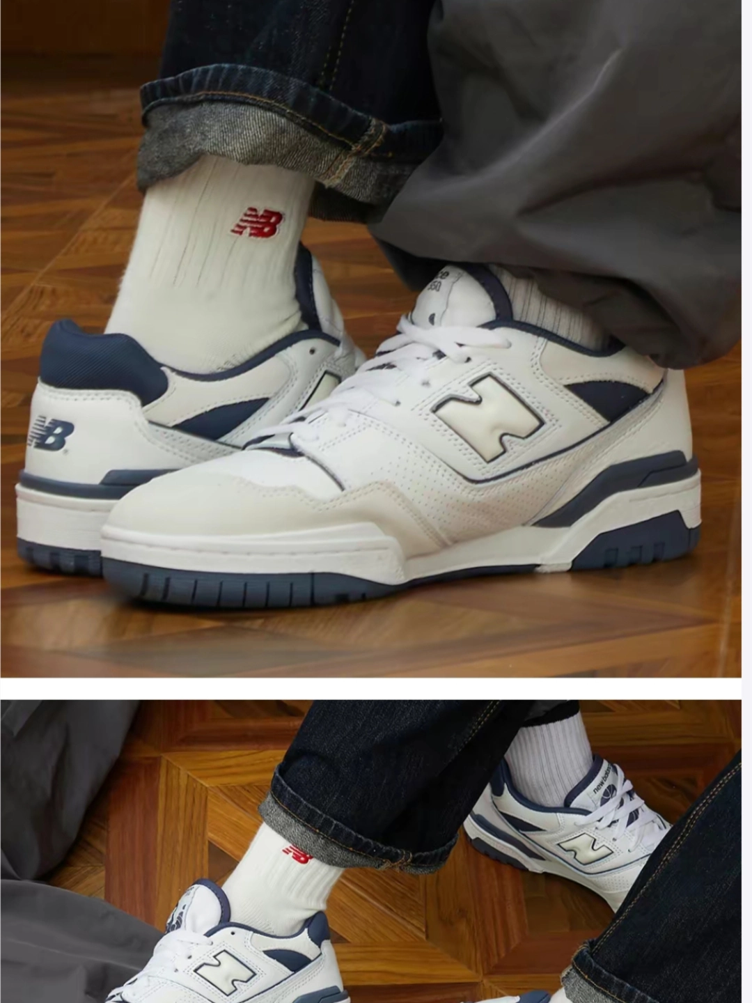 custom review-New Balance NB 550 Противоскользящий Устойчивый к истиранию Легкий Низкий Топ Винтажные Баскетбольные Кроссовки Унисекс Белый Черный