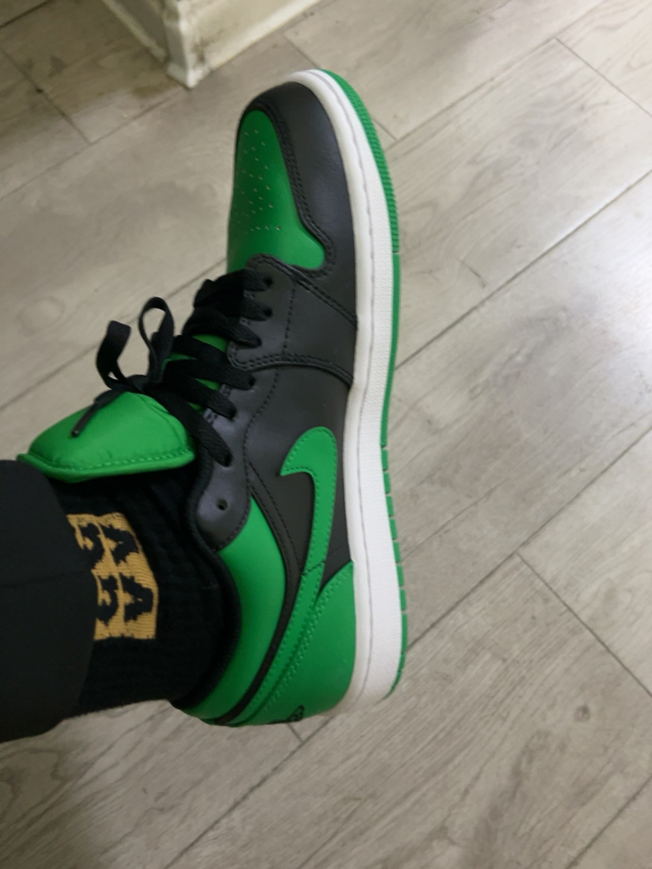 custom review-Jordan Air Jordan 1 Low 'Lucky Green' Low Top Винтажные баскетбольные кроссовки Мужские Зеленые Черные
