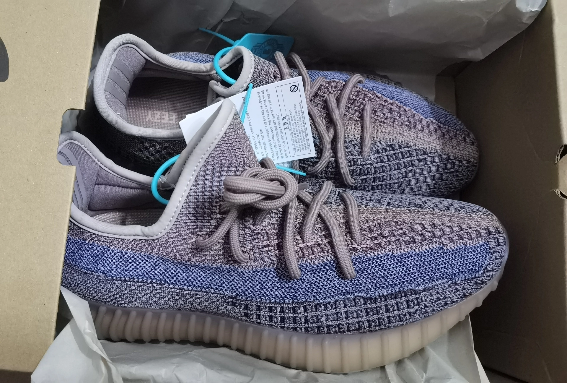 custom review-Adidas Originals Yeezy Boost 350 V2 Синий Коричневый 'Fade' Устойчивый к истиранию Низкий Топ Повседневная Обувь Унисекс