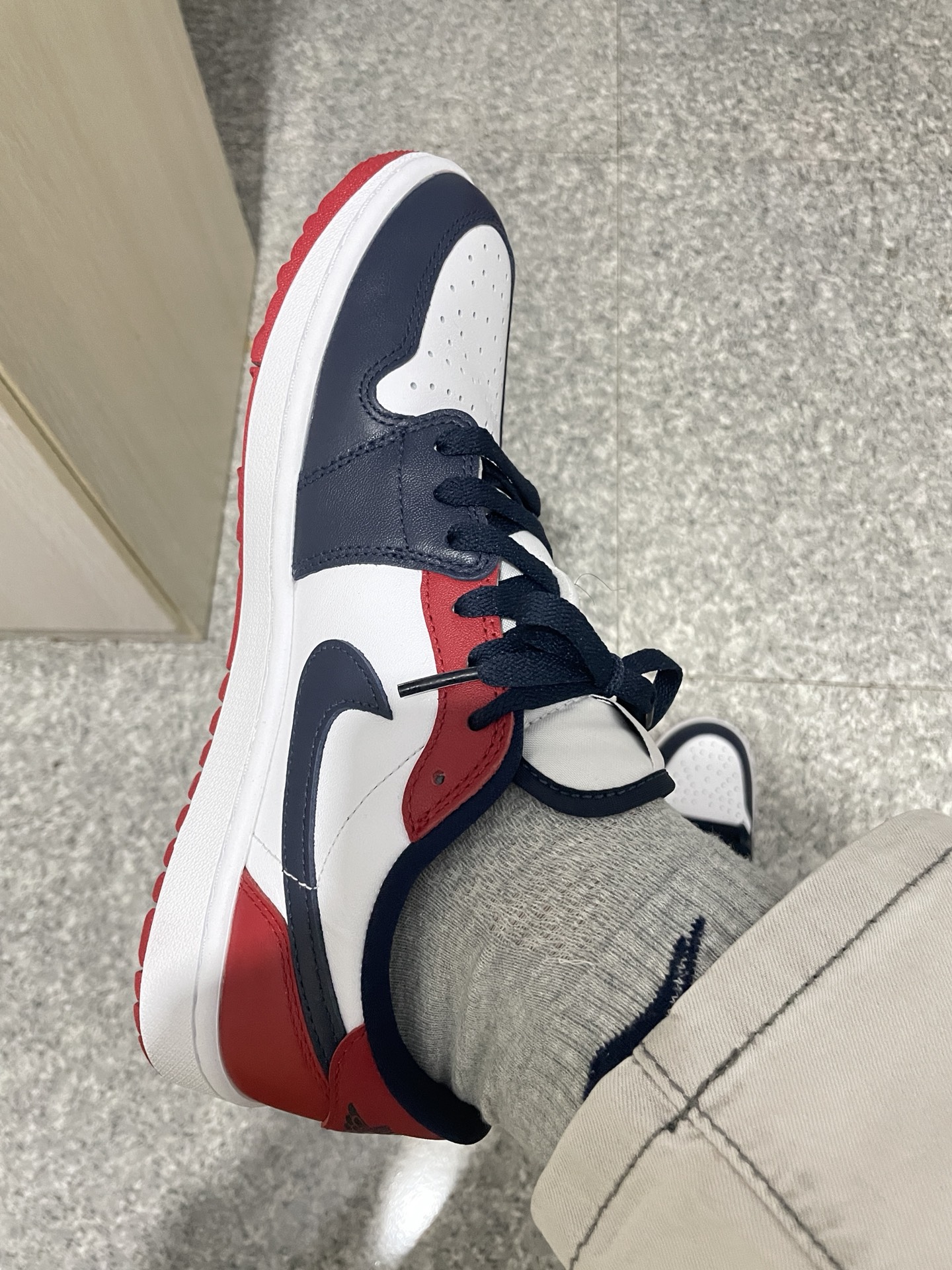 custom review-Jordan Air Jordan 1 Low GOLF 'USA' Low Топ Винтажные баскетбольные кроссовки Унисекс Синий красный
