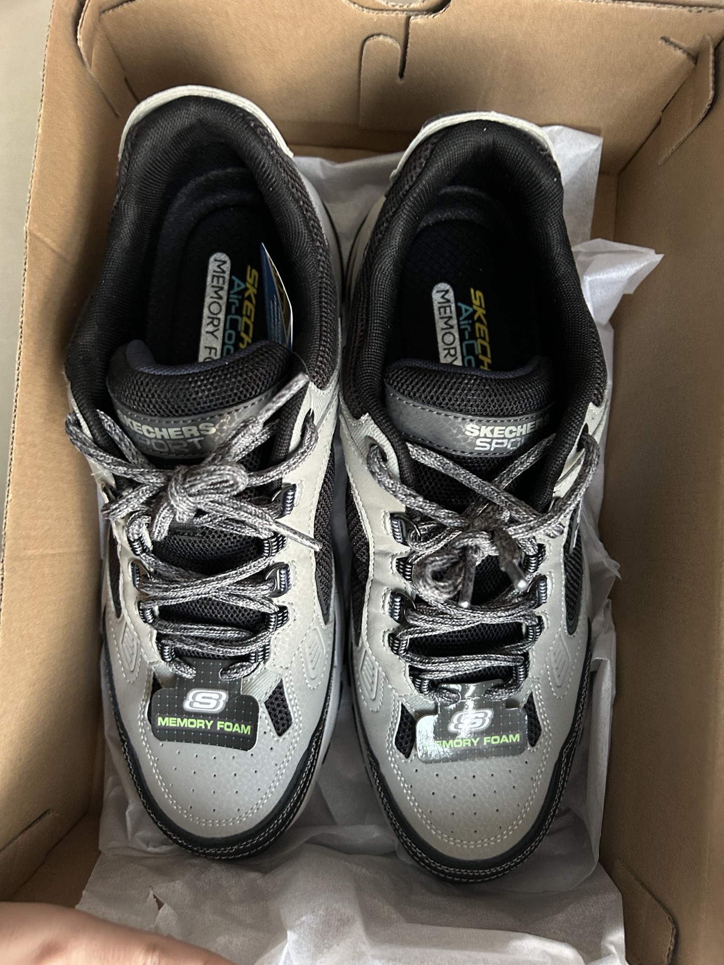 custom review-Skechers Vigor 3,0 Low Топ Толстая подошва Кроссовки Мужские Серый Черный