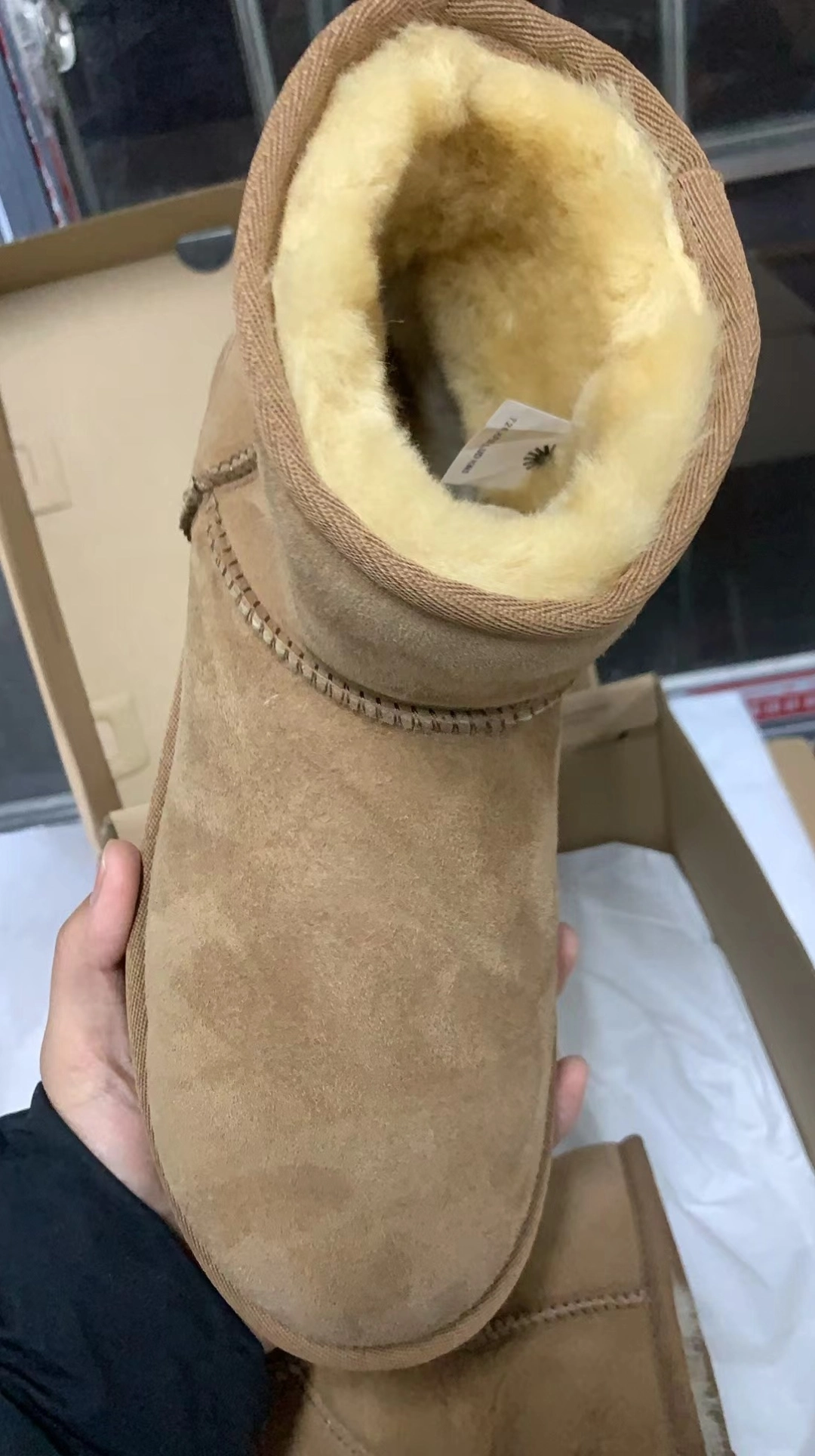 custom review-UGG CLASSIC MINI Термический Устойчивый к истиранию Короткий Снегобут Женские Каштановый