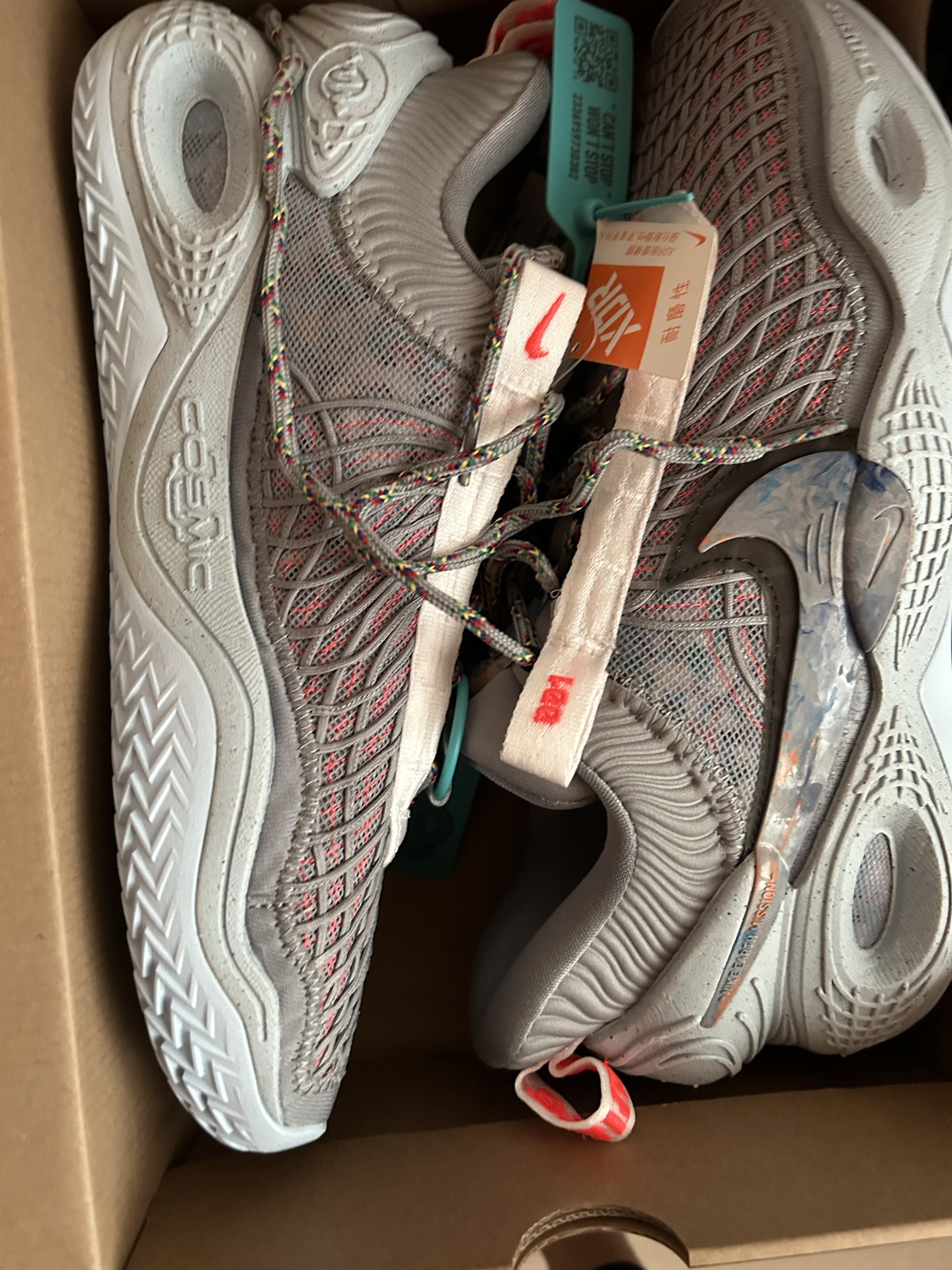 custom review-Nike Cosmic Unity 1 'Space Hippie' Низкие Баскетбольные Кроссовки для Игры Мужские Серый Синий Азиатская Версия