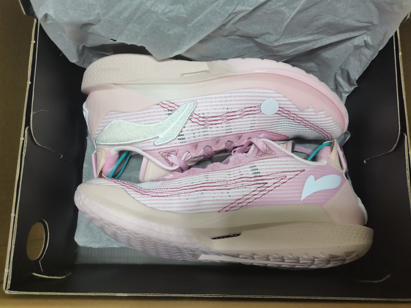 custom review-LINING JB2 Баскетбольные кроссовки Low Топ Розовый Белый Мужской