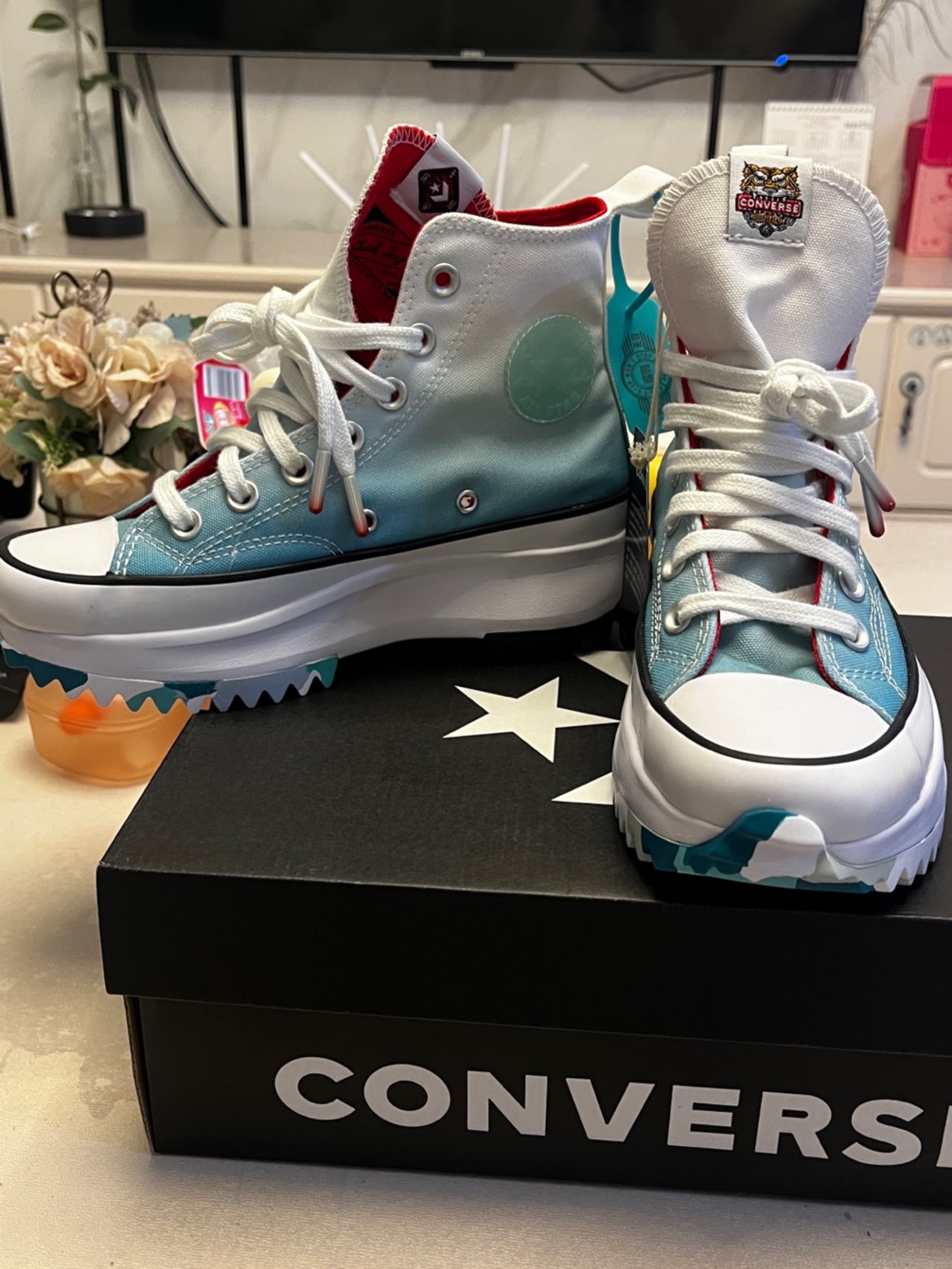 custom review-Converse Run Star Hike Новый год Вода Tiger Collection Высокий топ Кеды Унисекс Белый Синий