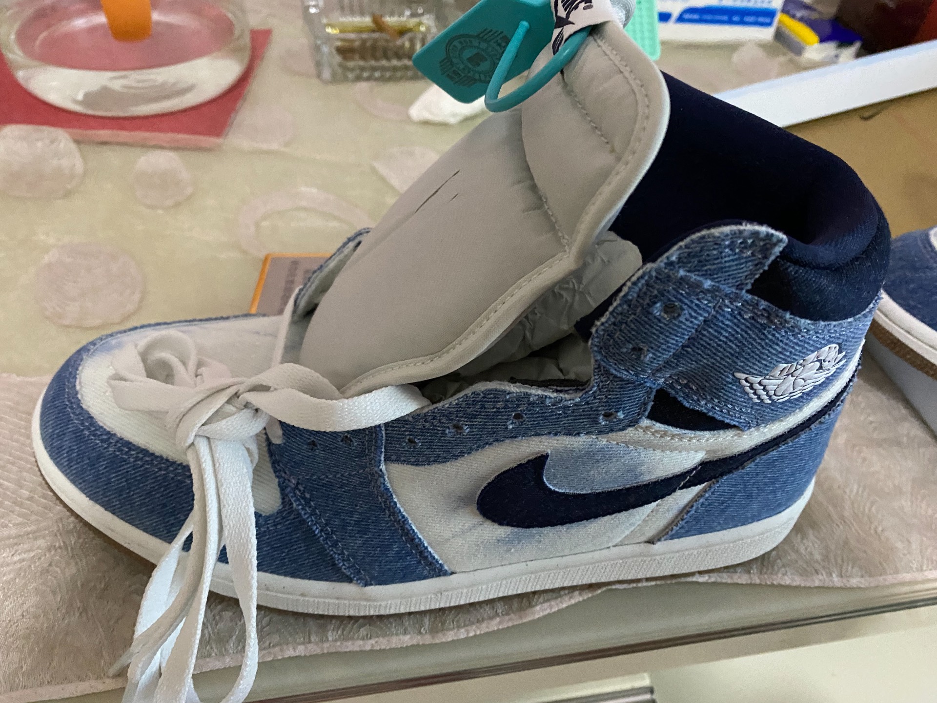 custom review-Jordan Air Jordan 1 High OG High Топ Винтажные баскетбольные кроссовки Унисекс Белый Синий