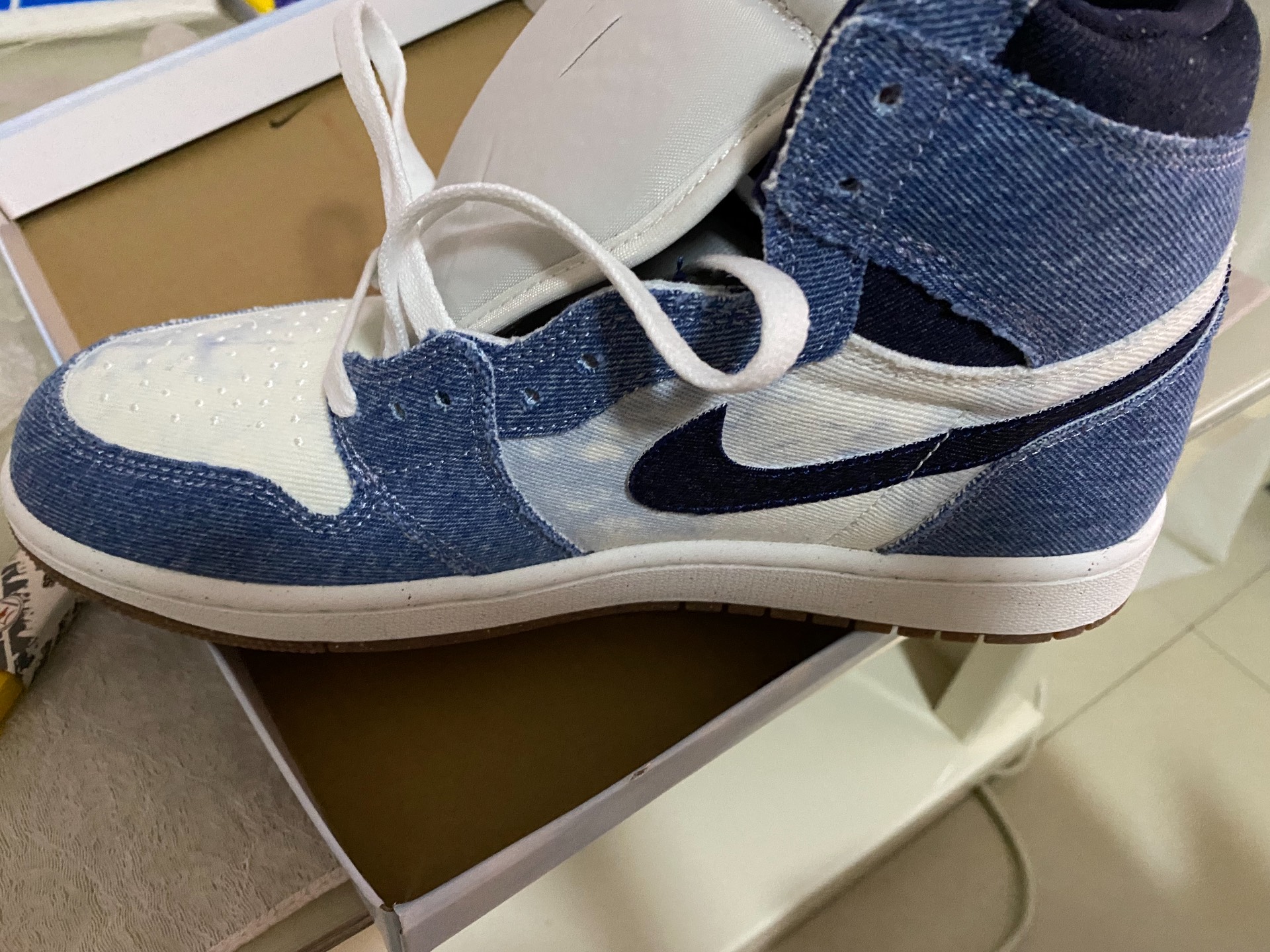 custom review-Jordan Air Jordan 1 High OG High Топ Винтажные баскетбольные кроссовки Унисекс Белый Синий