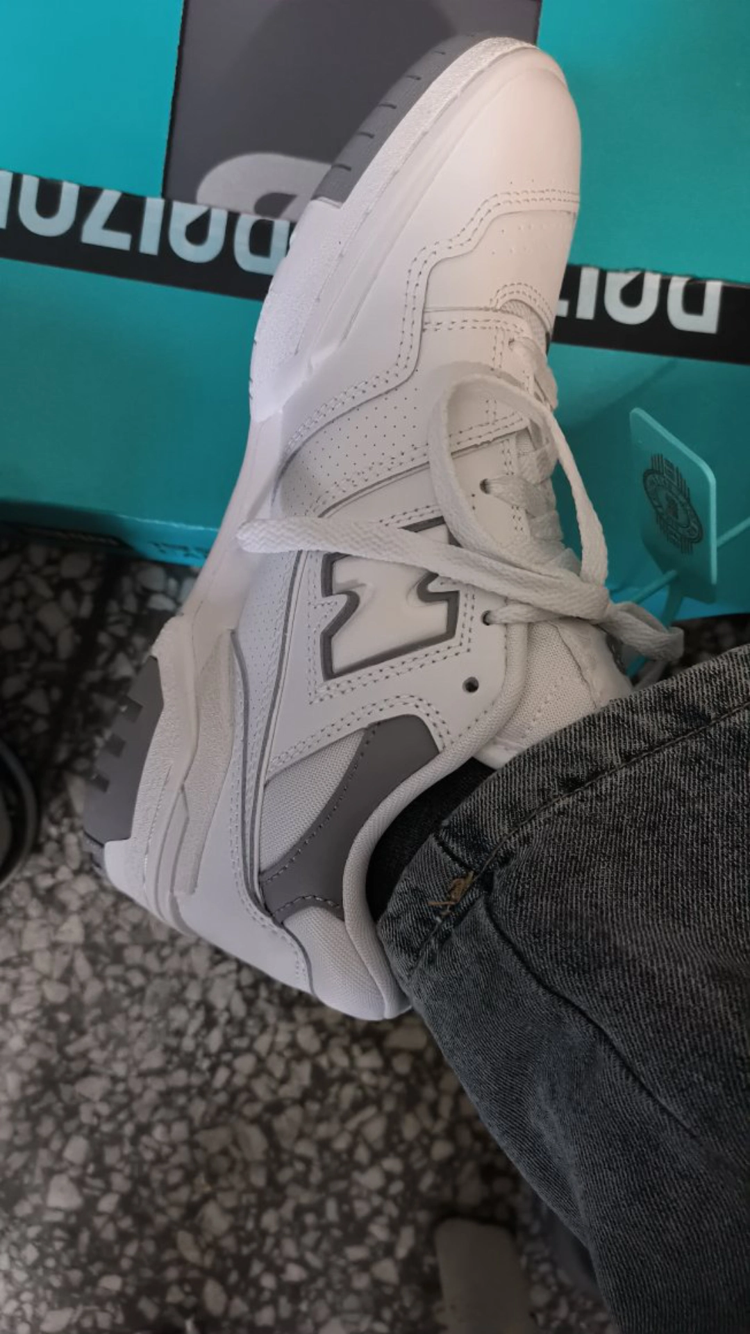 custom review-New Balance NB 550 Амортизация Износостойкий Низкий Топ Винтажные Баскетбольные Кроссовки Унисекс Белый Серый