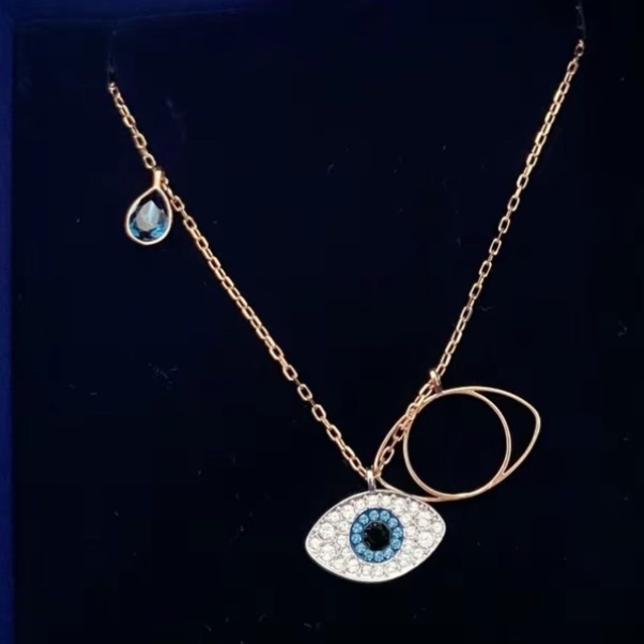 custom review-Swarovski Розовое золото Ожерелья Женские Синий