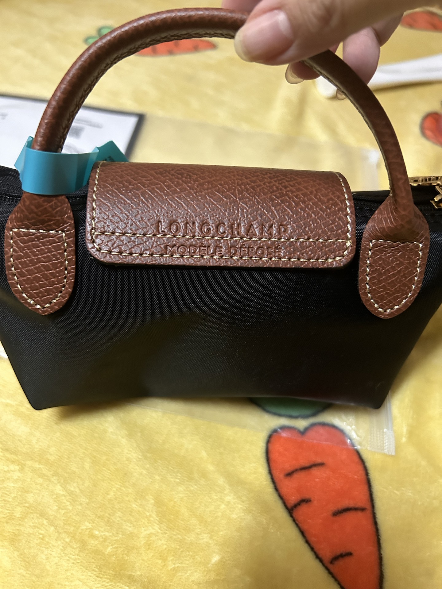 custom review-LONGCHAMP Le Pliage Переработанный холст с кожей Комбинированная сумка-пельмени Клатч Сумка Мини Женская Черная
