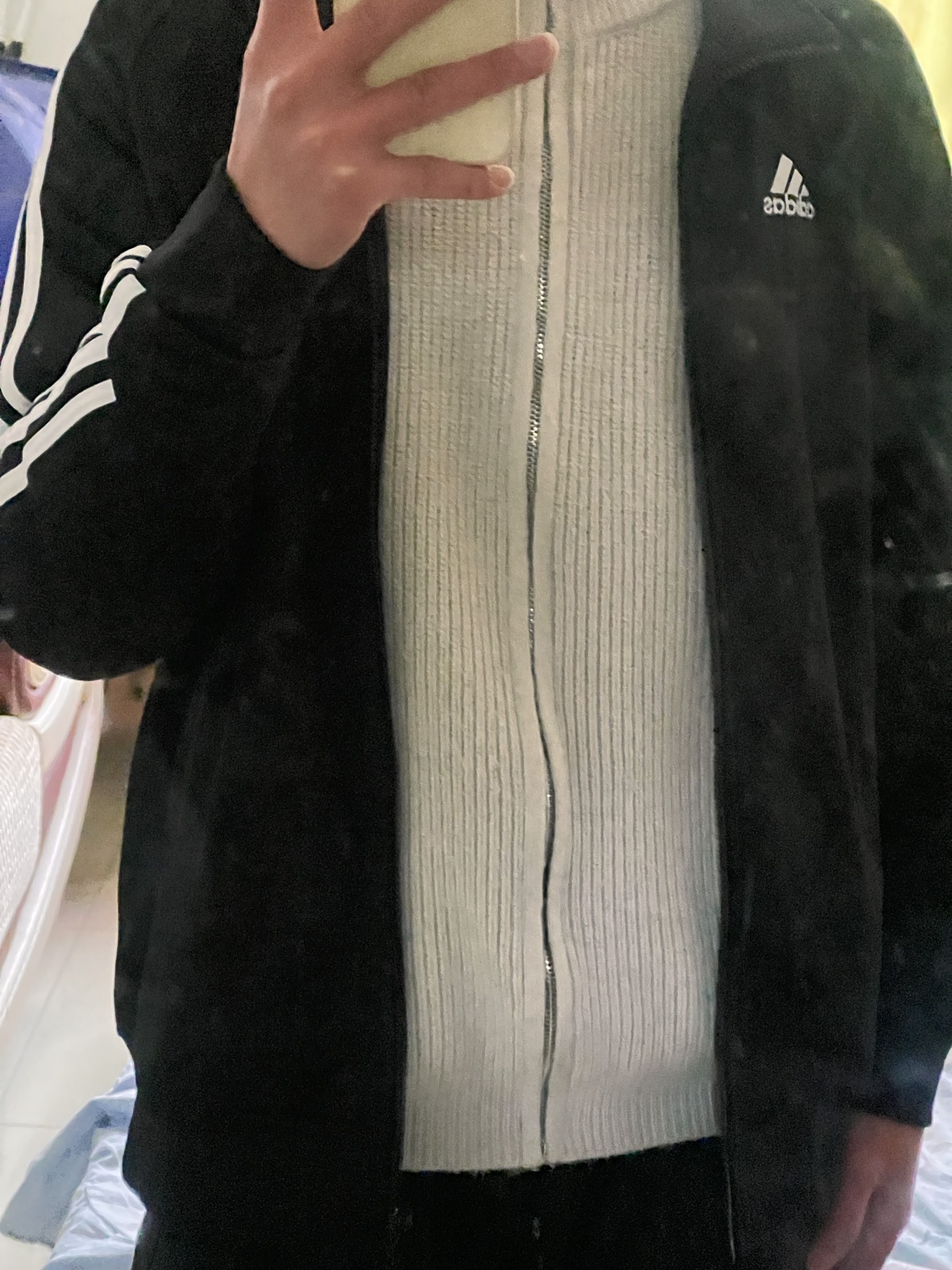 custom review-Adidas 3 Stripes Черный с белыми полосами Унисекс Куртка