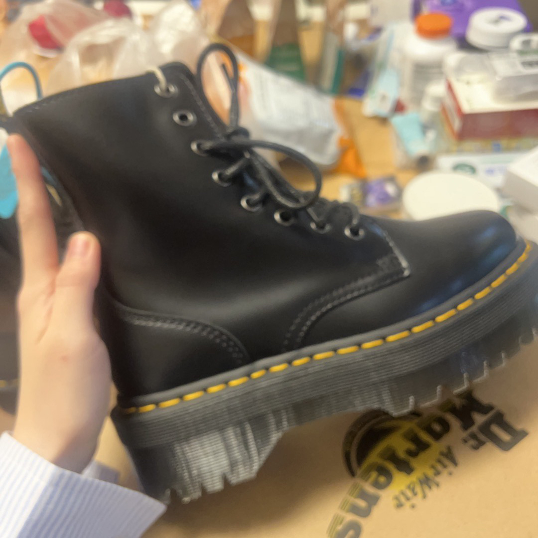 custom review-Dr.Martens Jadon Коллекция Кожаная Короткая Ботинка Martin Женская Темно-Черная