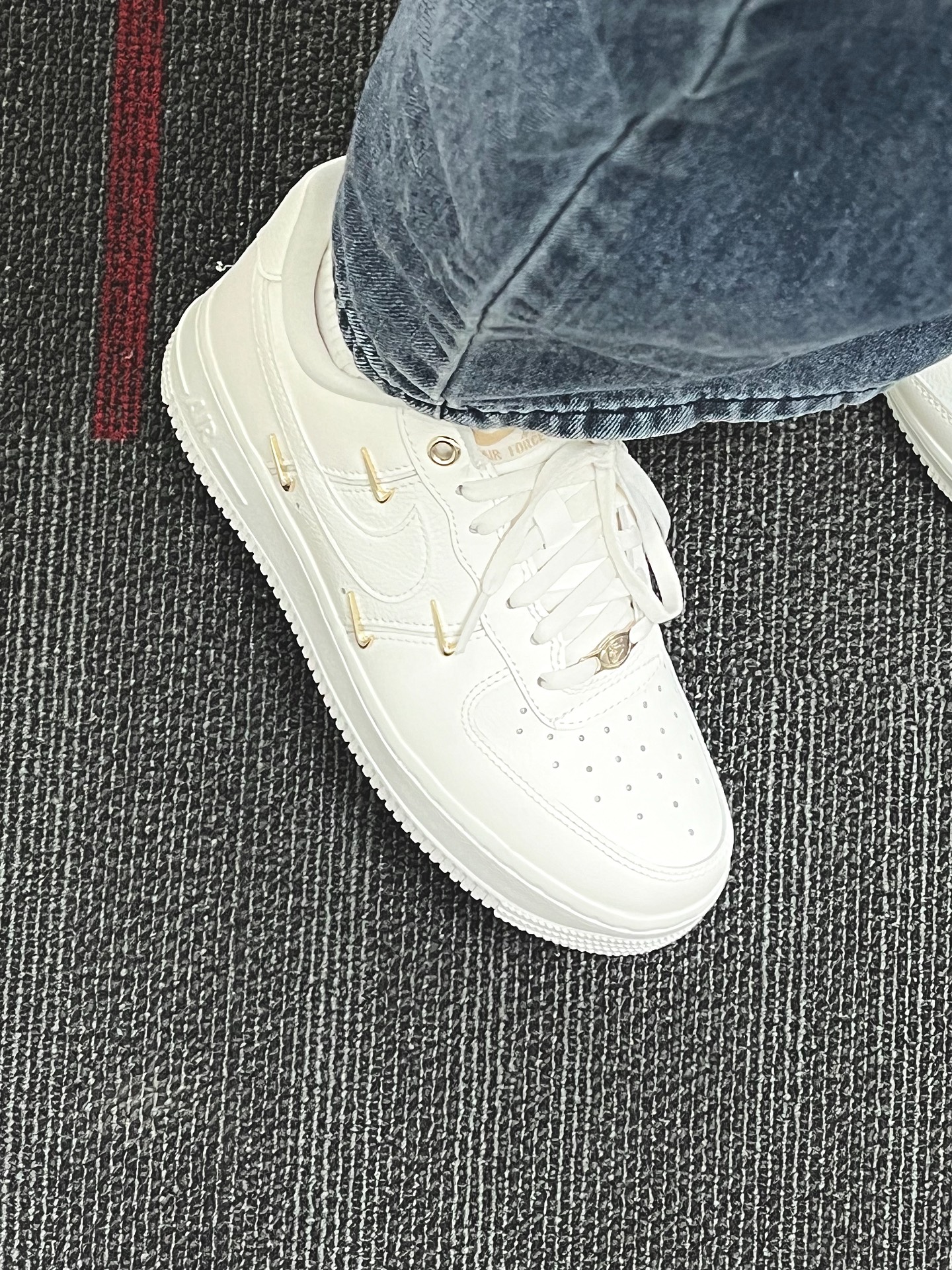 custom review-Nike Air Force 1 Low 'White Mini Gold Swooshes' Women's