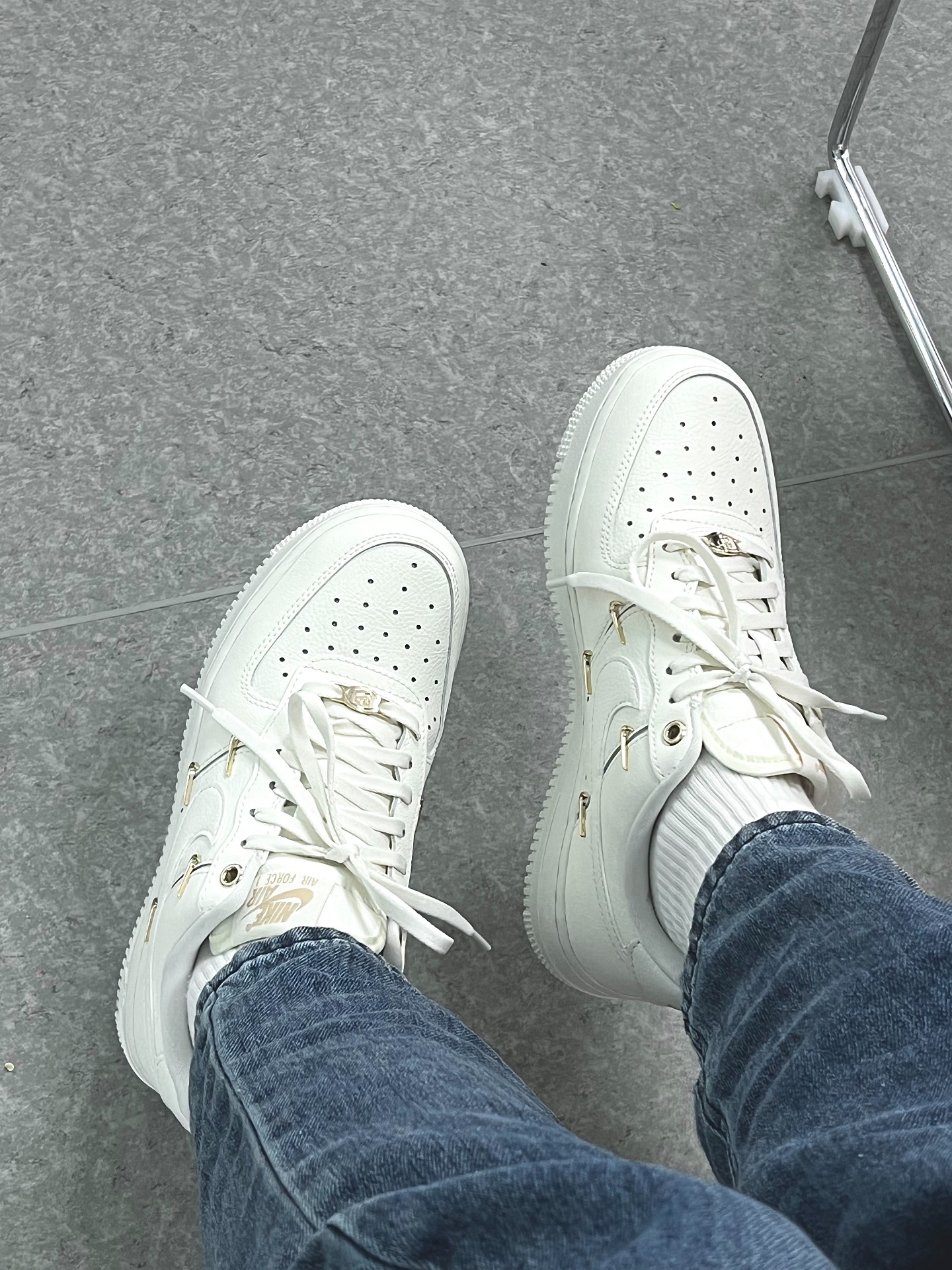 custom review-Nike Air Force 1 Low 'White Mini Gold Swooshes' Women's