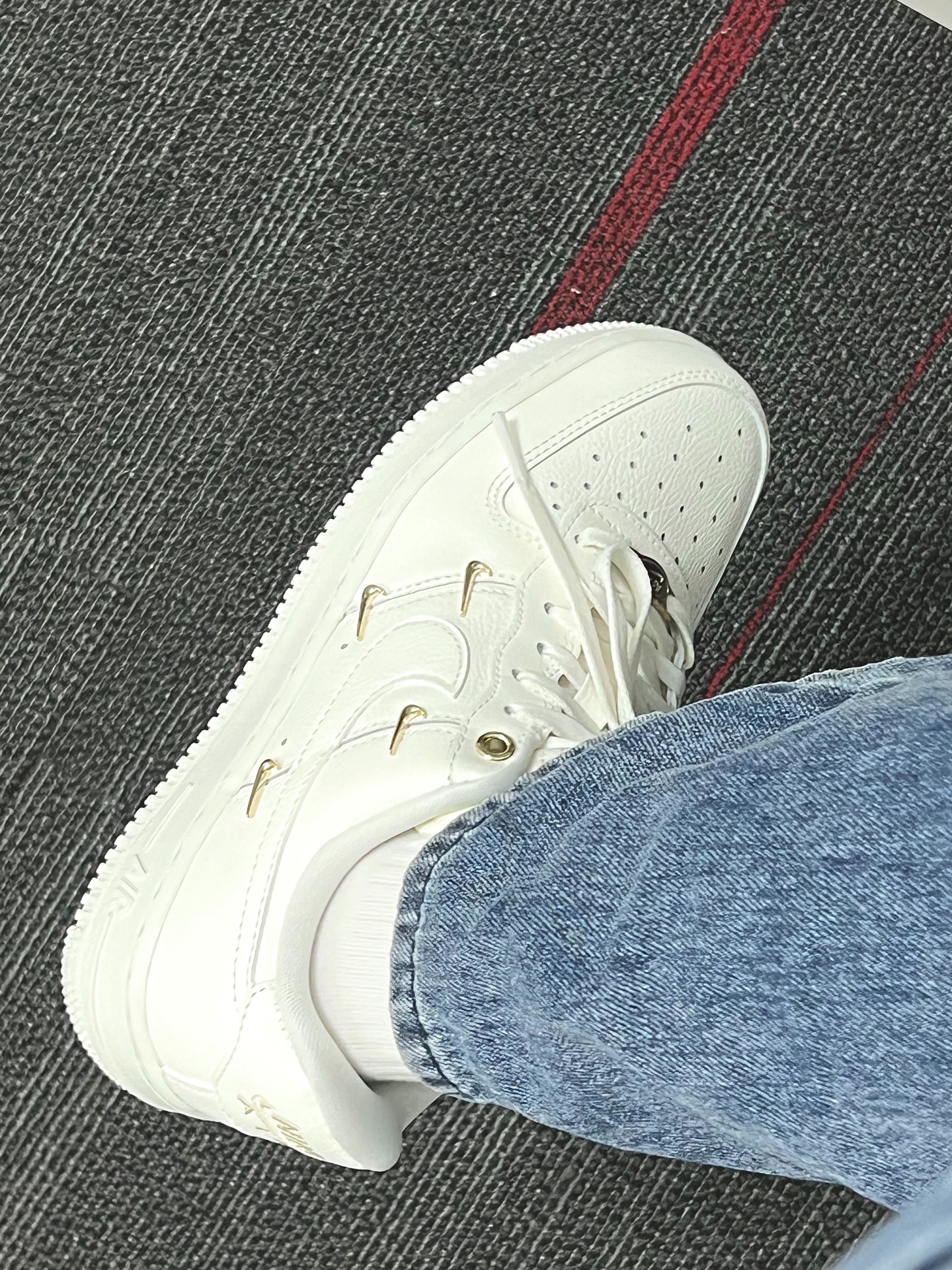 custom review-Nike Air Force 1 Low 'White Mini Gold Swooshes' Women's